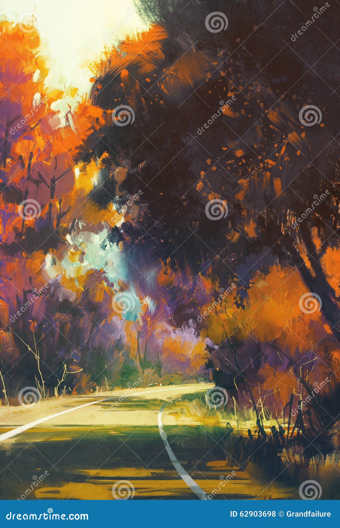 Road in autumn forest stock illustration. Illustration of wallpaper ...