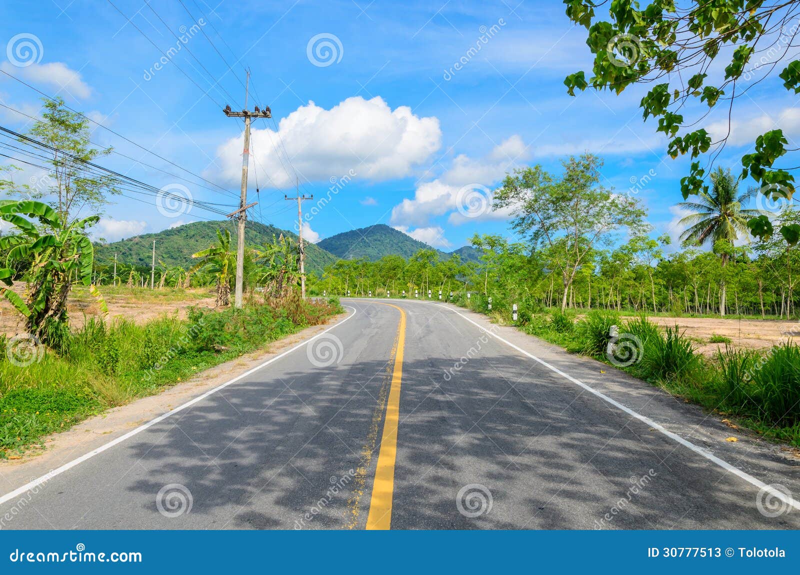 Road with Blue Sky Background Stock Image - Image of concept, empty:  30777513
