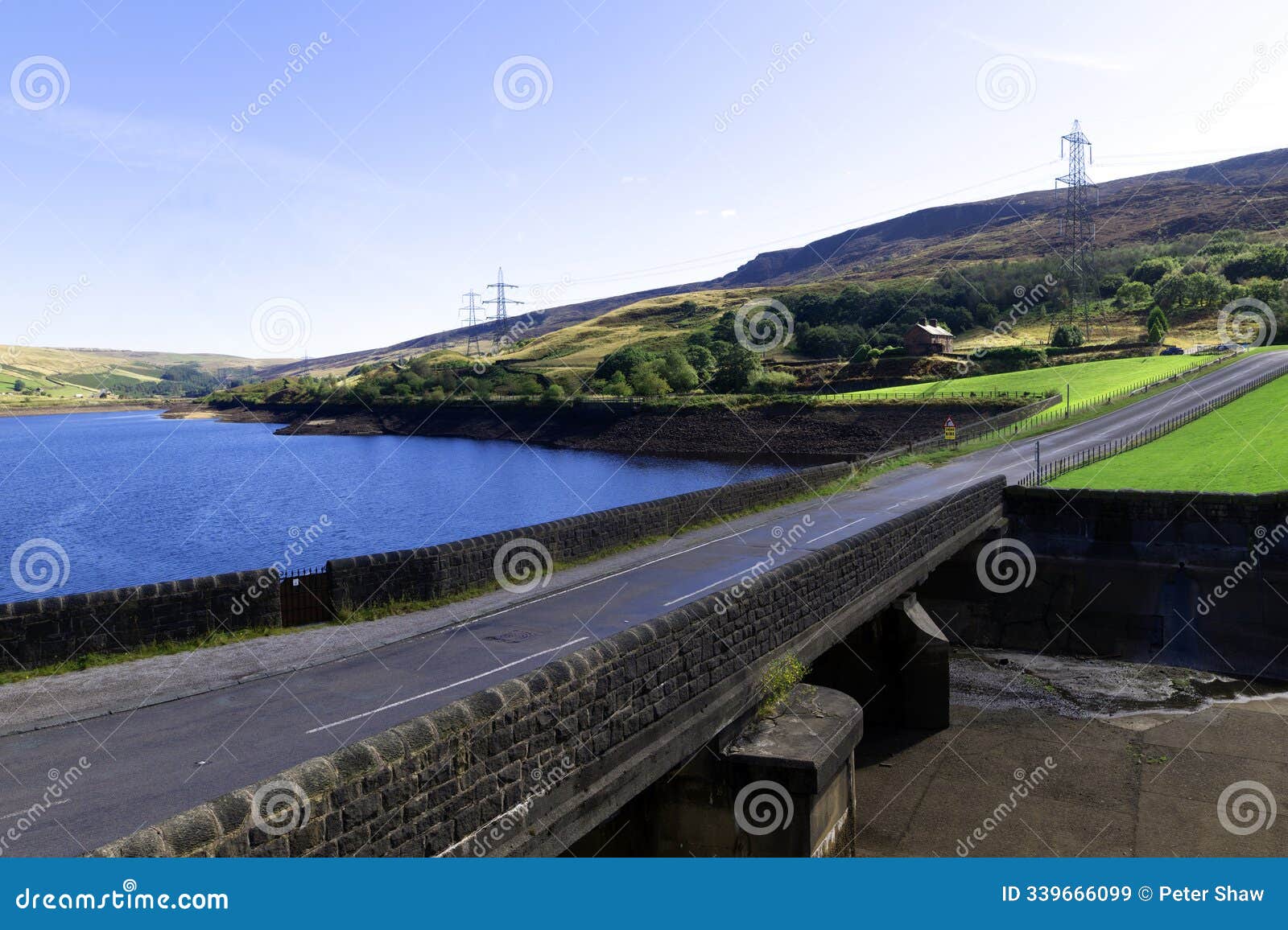road bridge across woodhead reservoir, crowden, derbyshire.