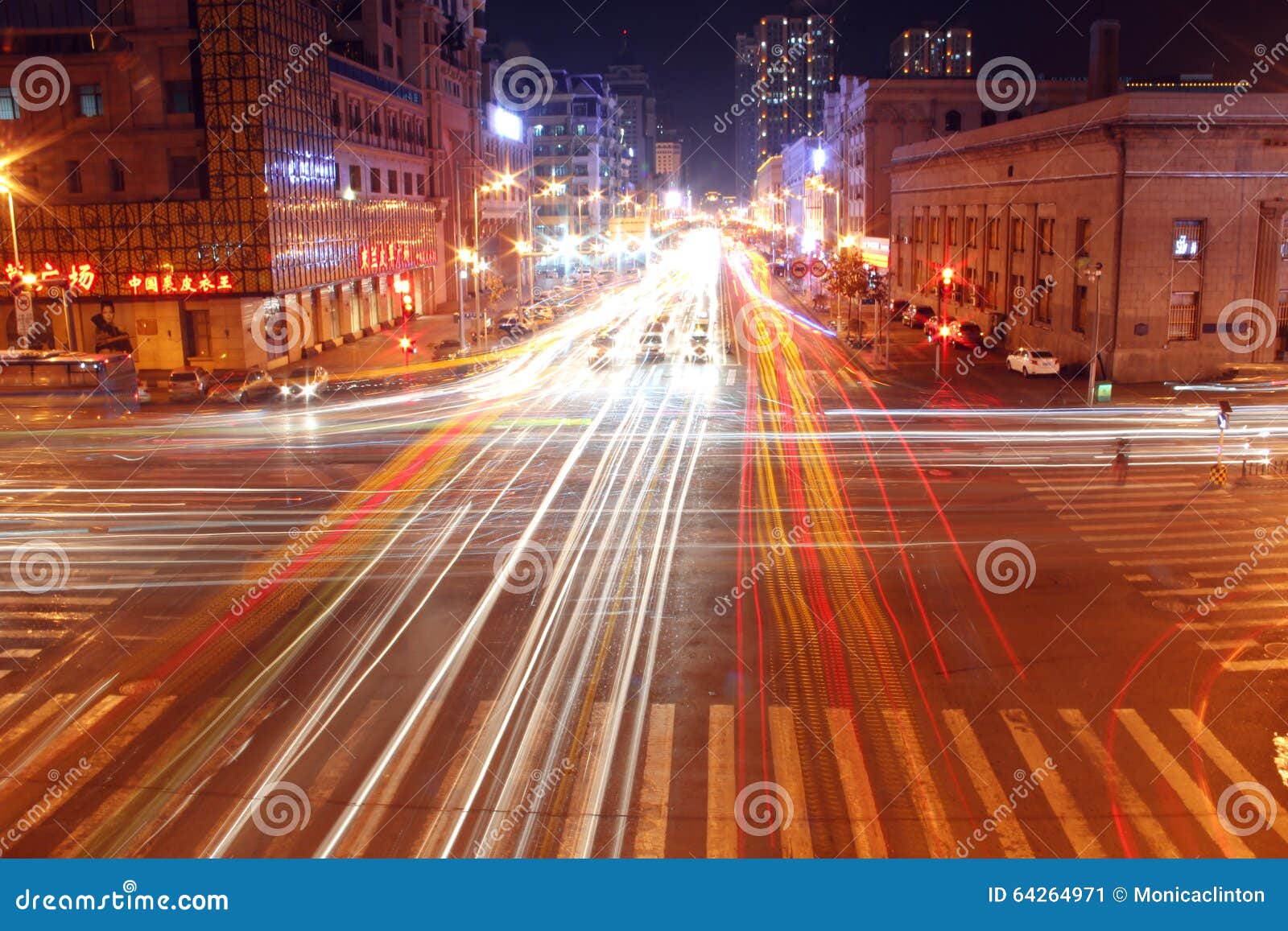Road with Car Traffic at Night with Blurry Lights Stock Image Image