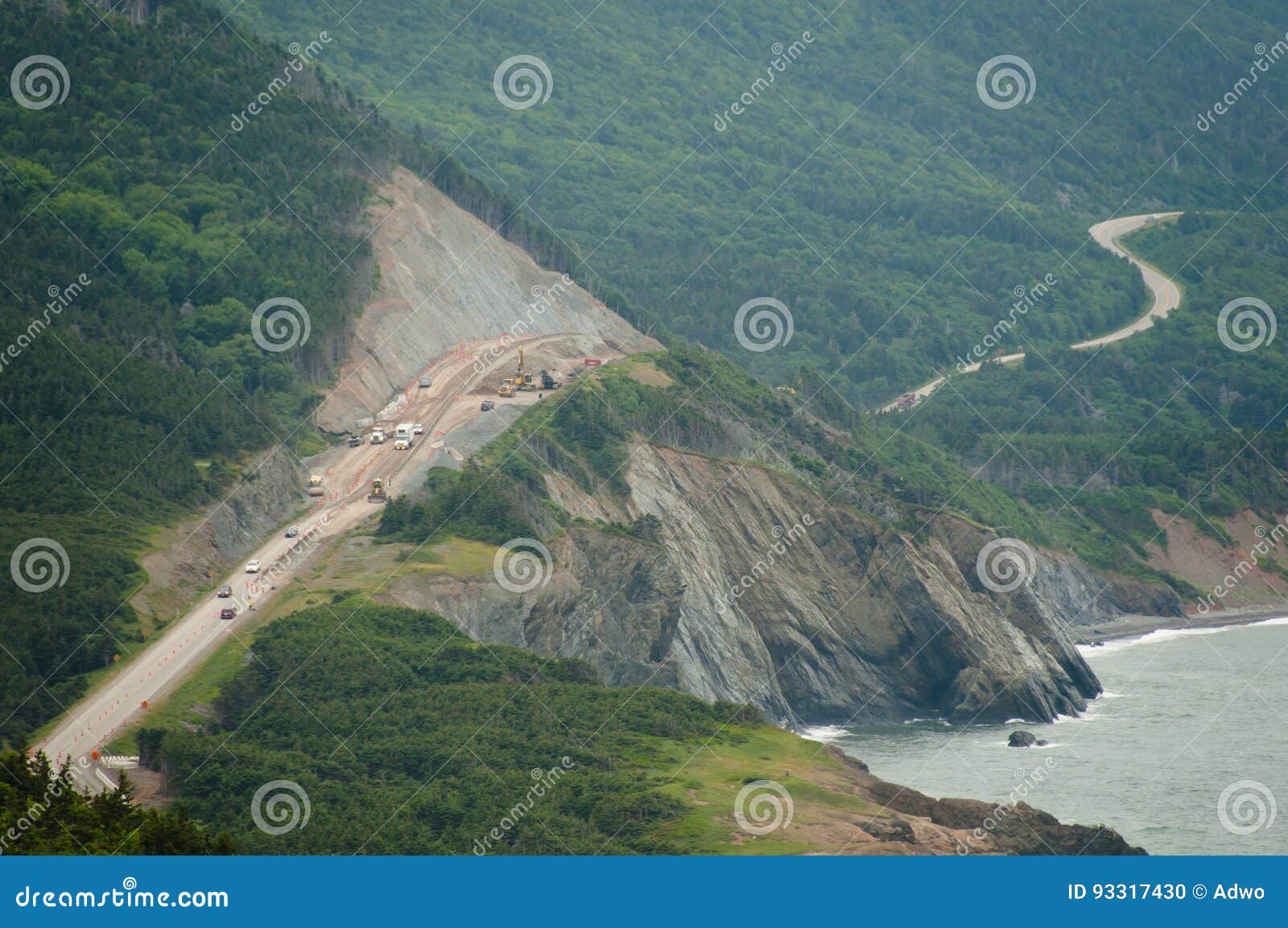 Road Construction on Cliff stock photo. Image of digging 93317430