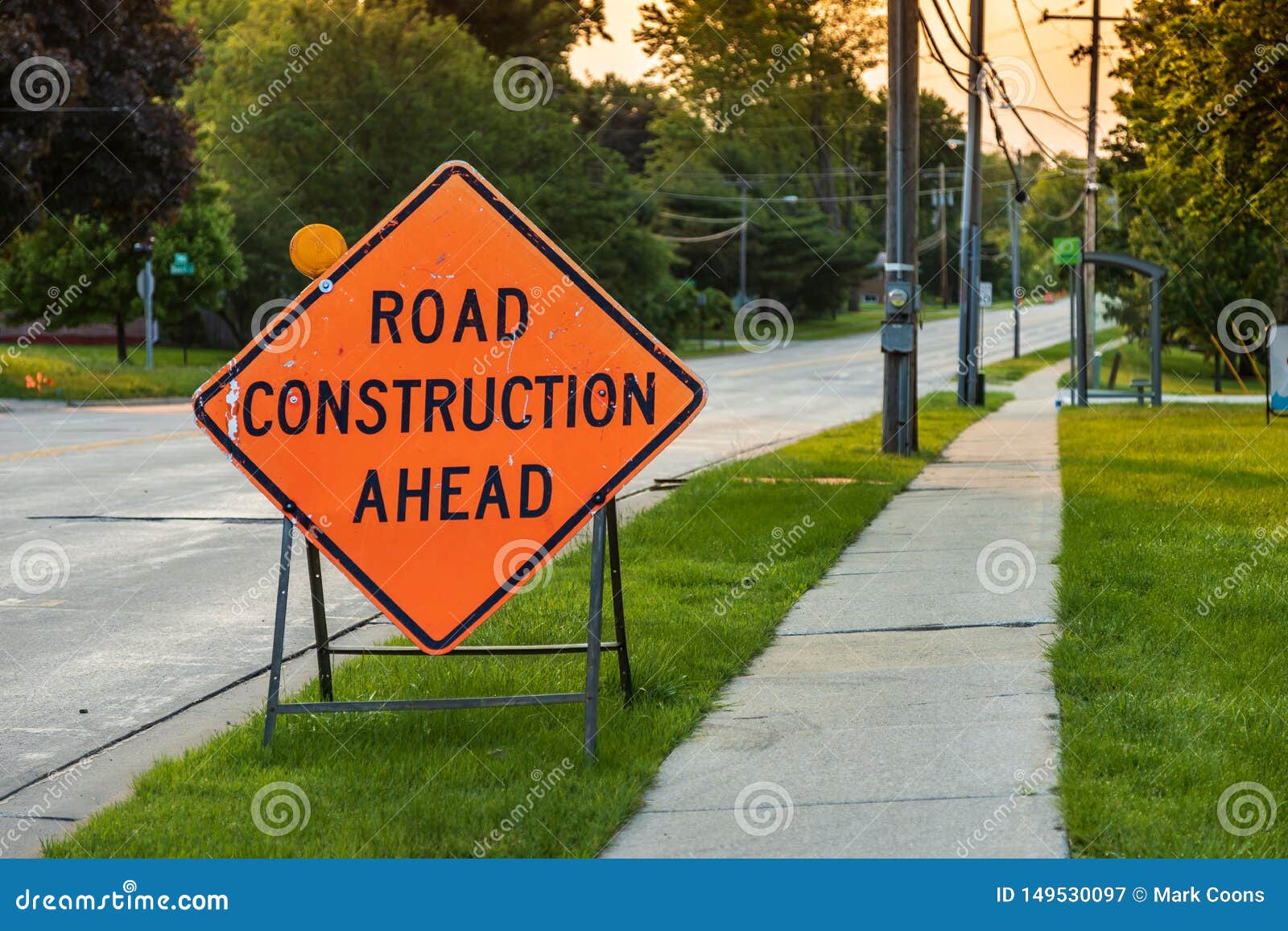 Road Construction Sign by the Road Sign Stock Image Image of route