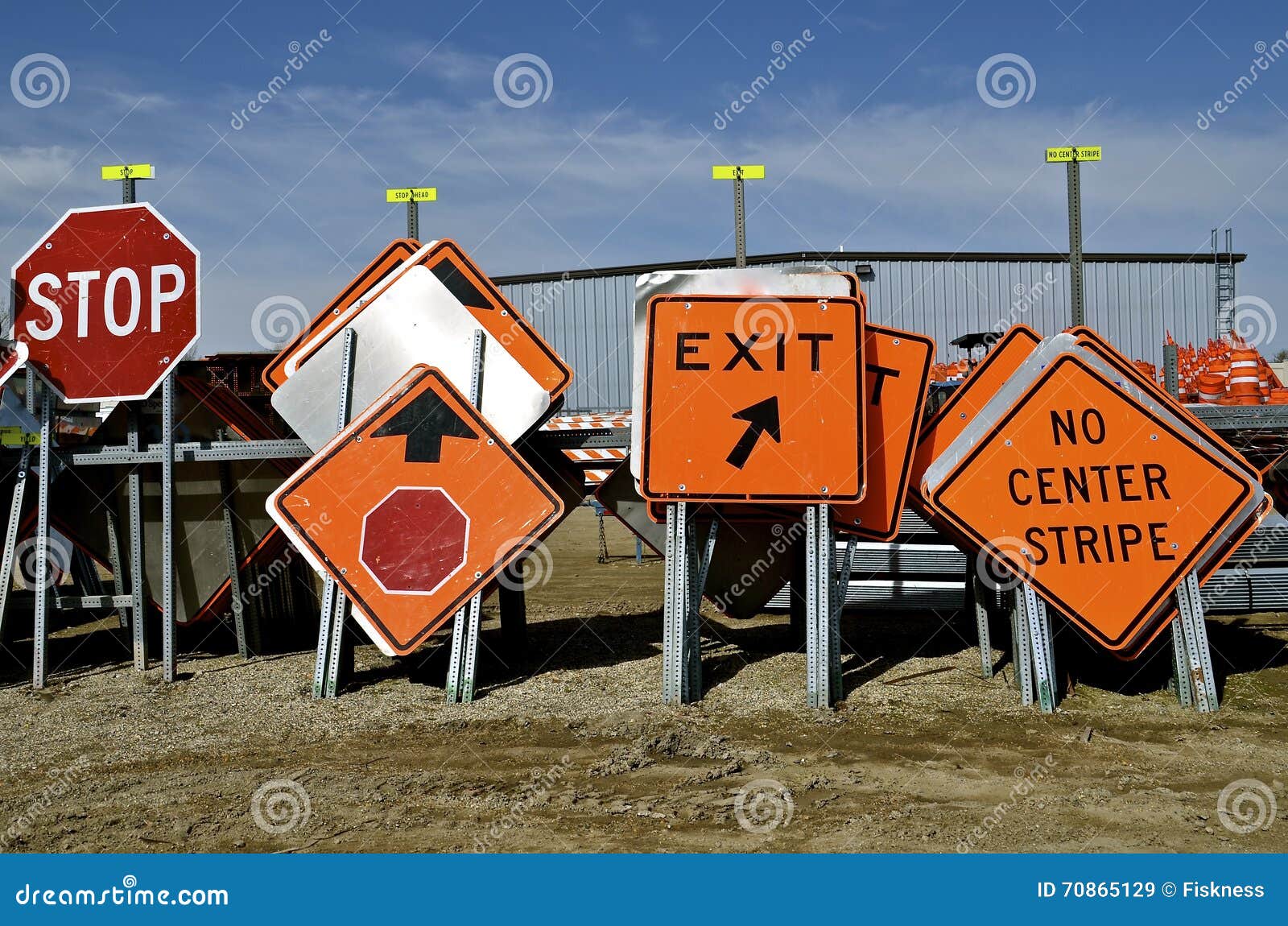 Road construction signs stock image. Image of highway 70865129