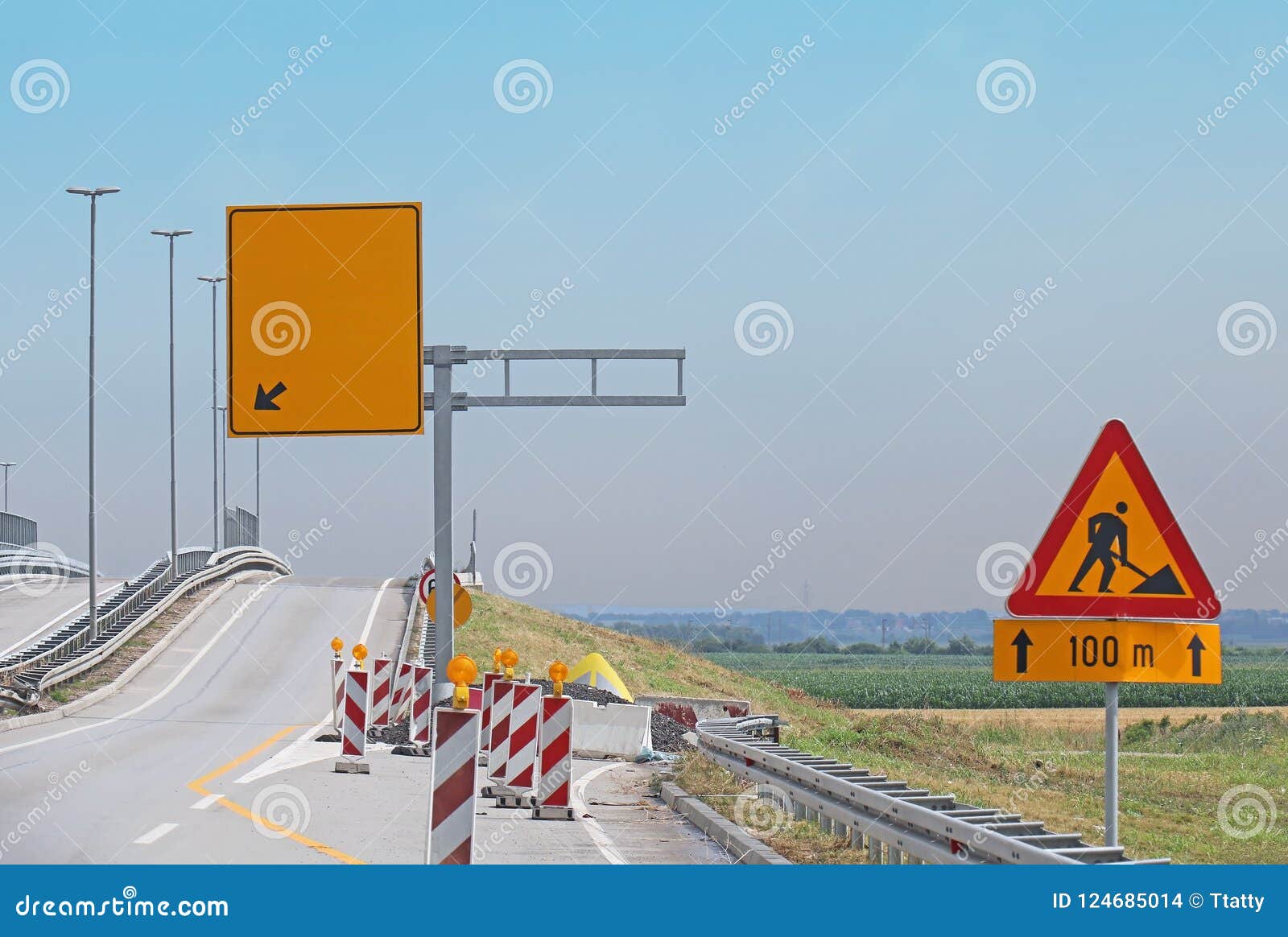 Road constructions zone stock photo. Image of asphalt 124685014