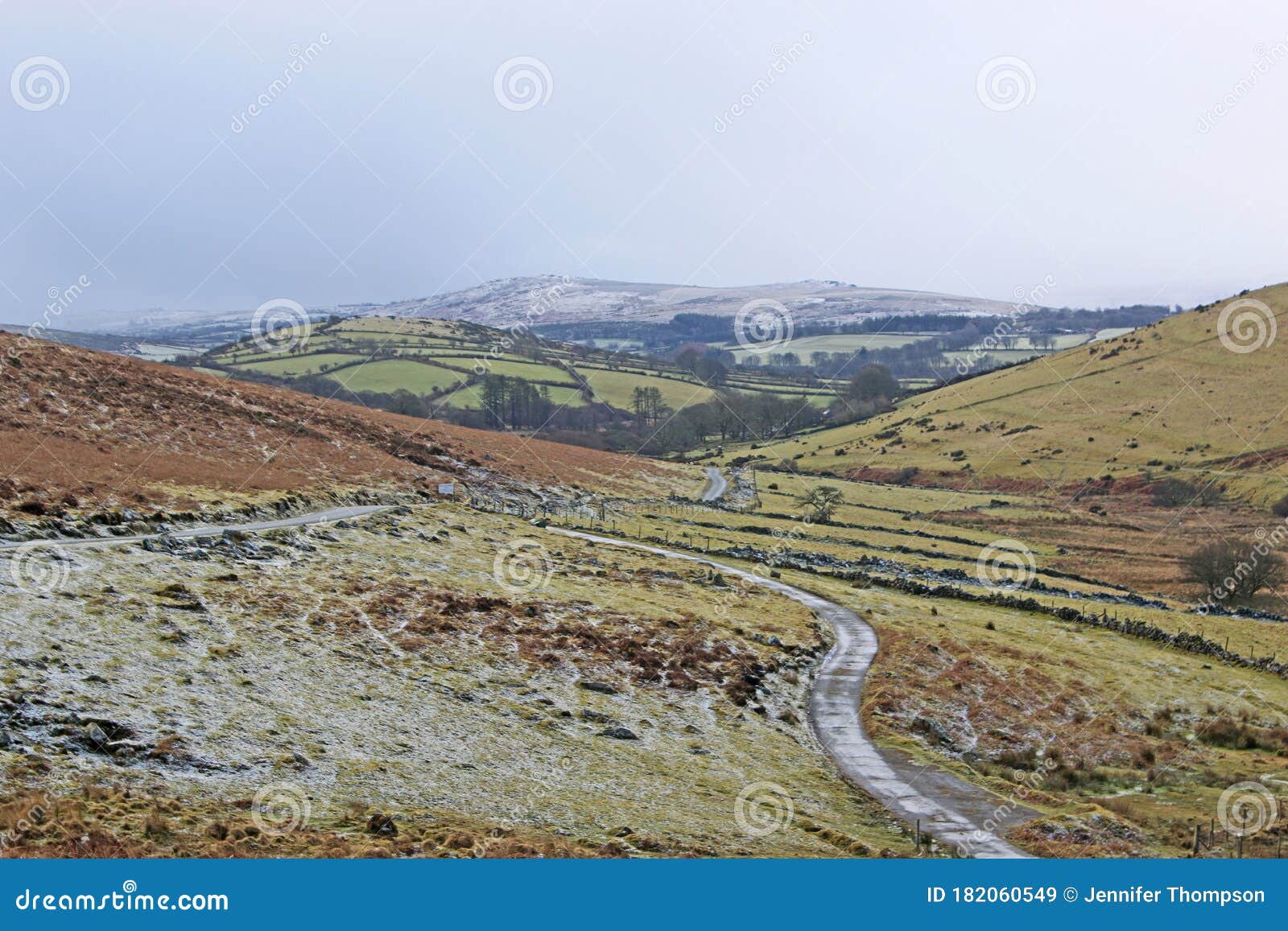 Road through Dartmoor, Devon in Winter Stock Image Image of meadow