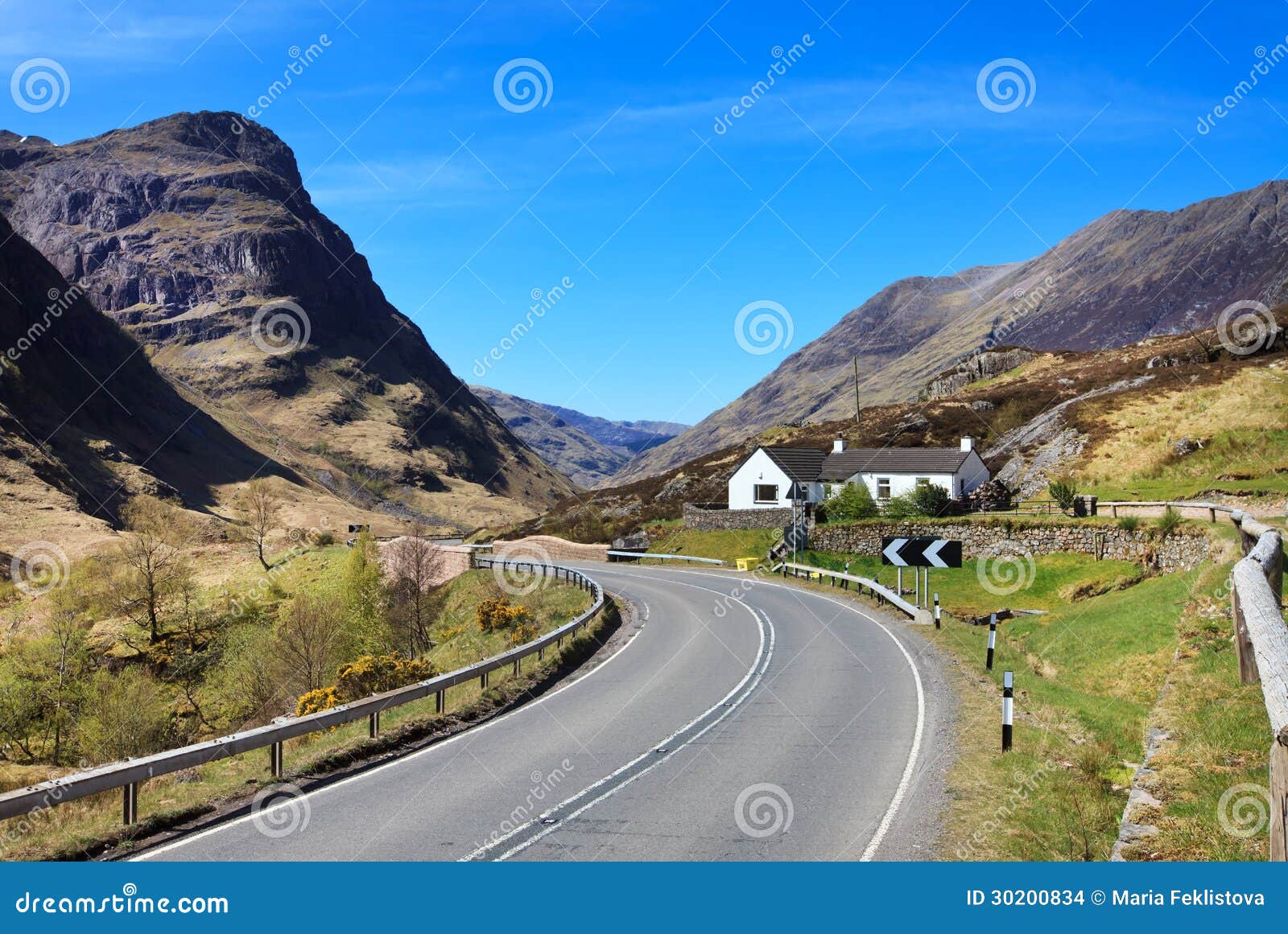 Road through the Scottish Highlands, Glencoe, UK Stock Photo Image of