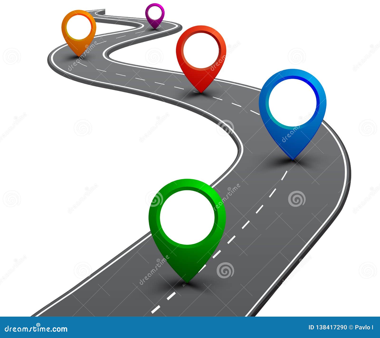 Road with GPS Navigation. Car Road, Street, Highway Roadmap In Blank Road Map Template
