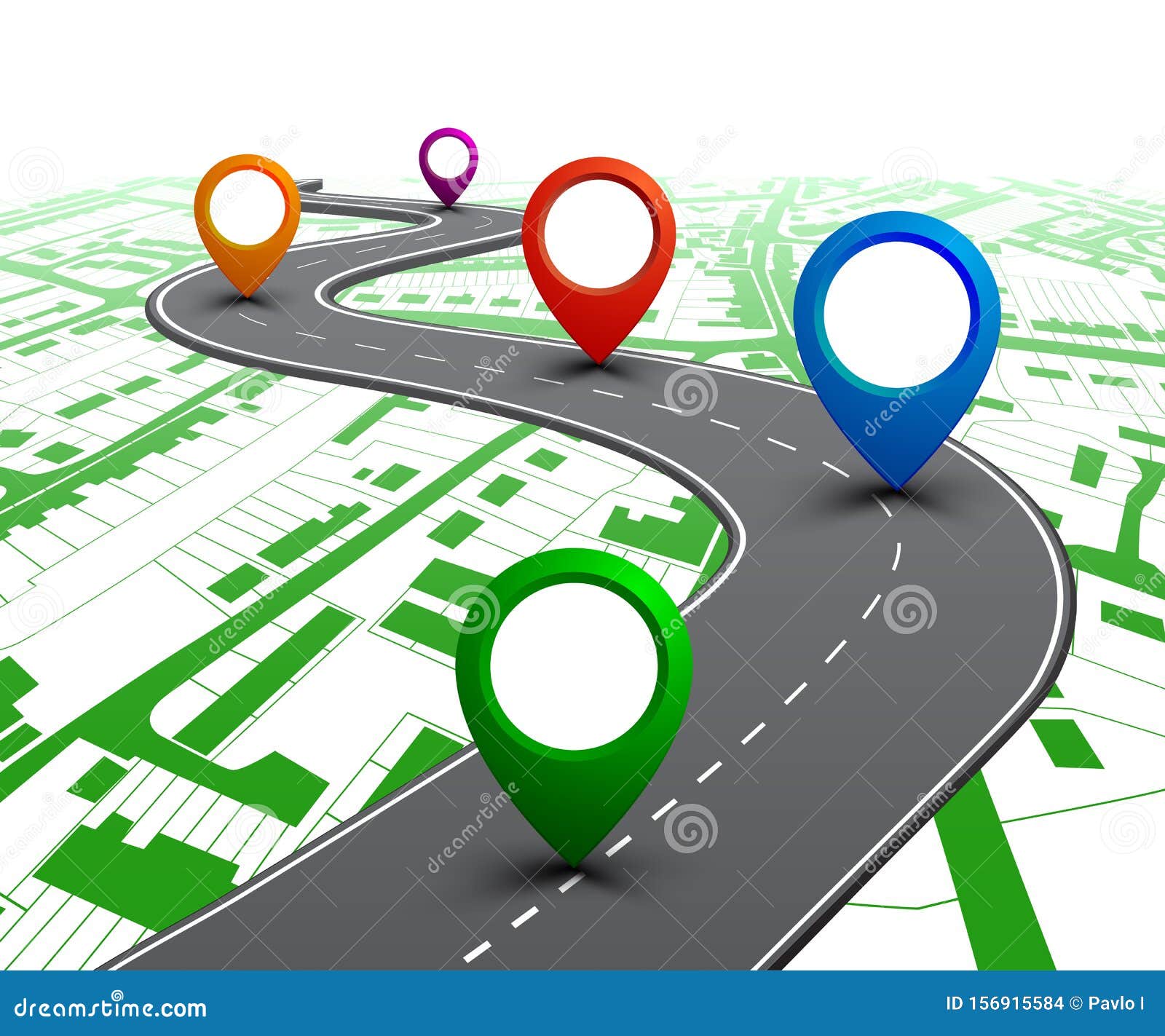 Road with GPS Navigation on City Map. Car Road, Street, Highway Roadmap