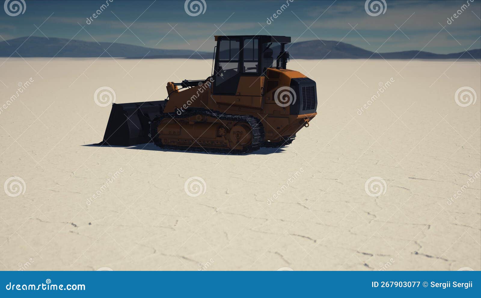 Road Grading Machine on the Salt Desert Road Stock Image Image of