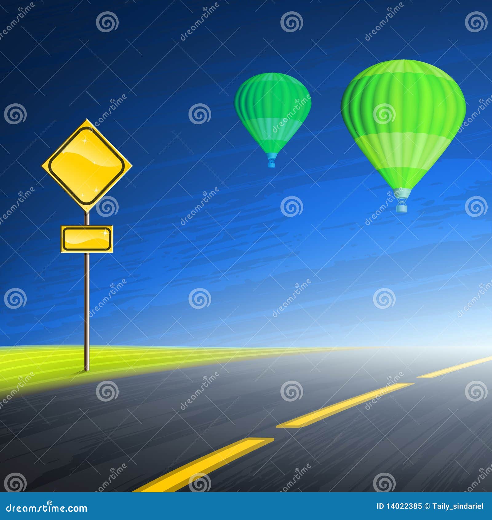 Road and hot air balloons stock vector. Illustration of graphics 14022385