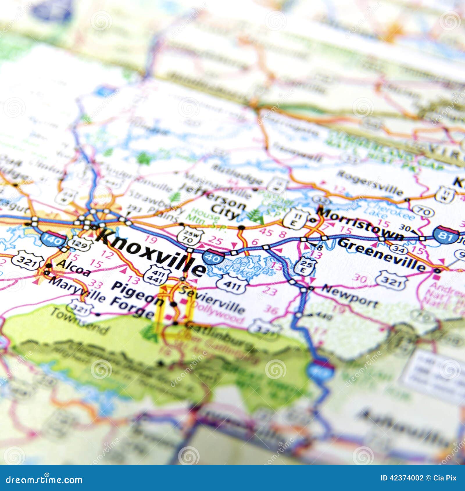 Road Map of Knoxville Tennessee Stock Photo - Image of knoxville, guide