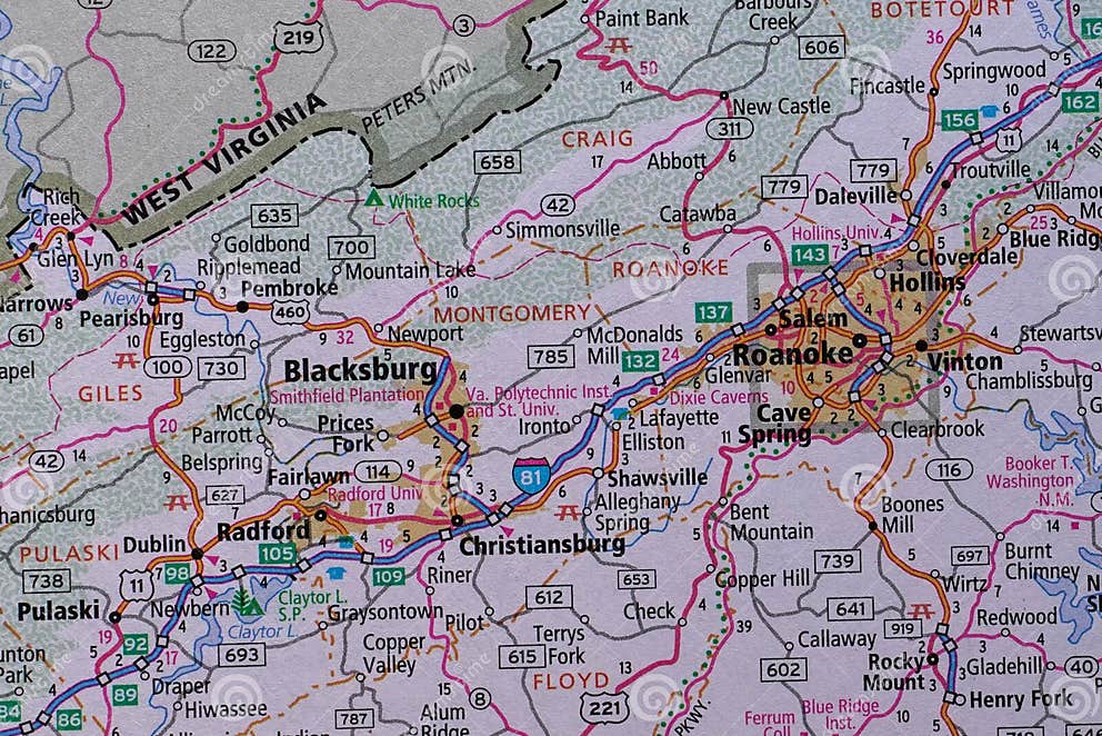 Southwestern Virginia Map editorial image. Image of christiansburg 321247195