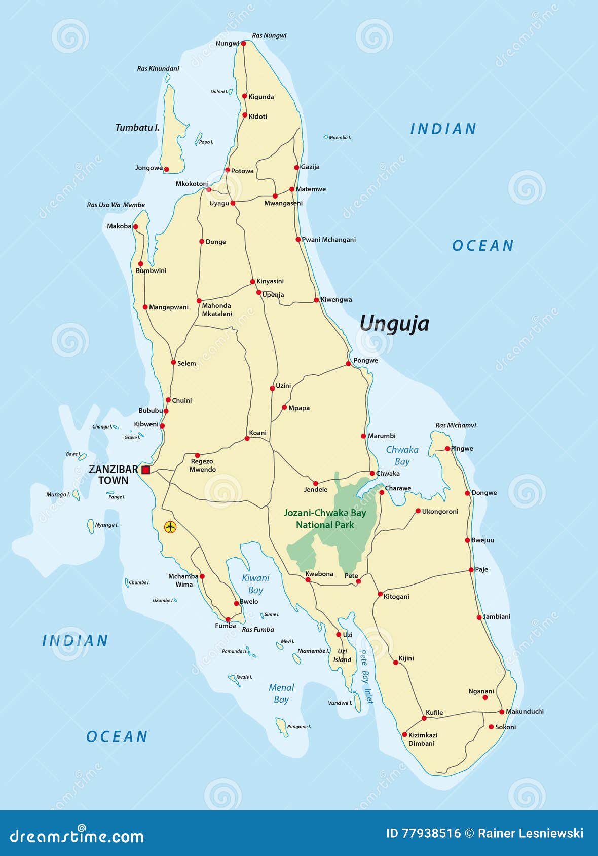 road map of zanzibar