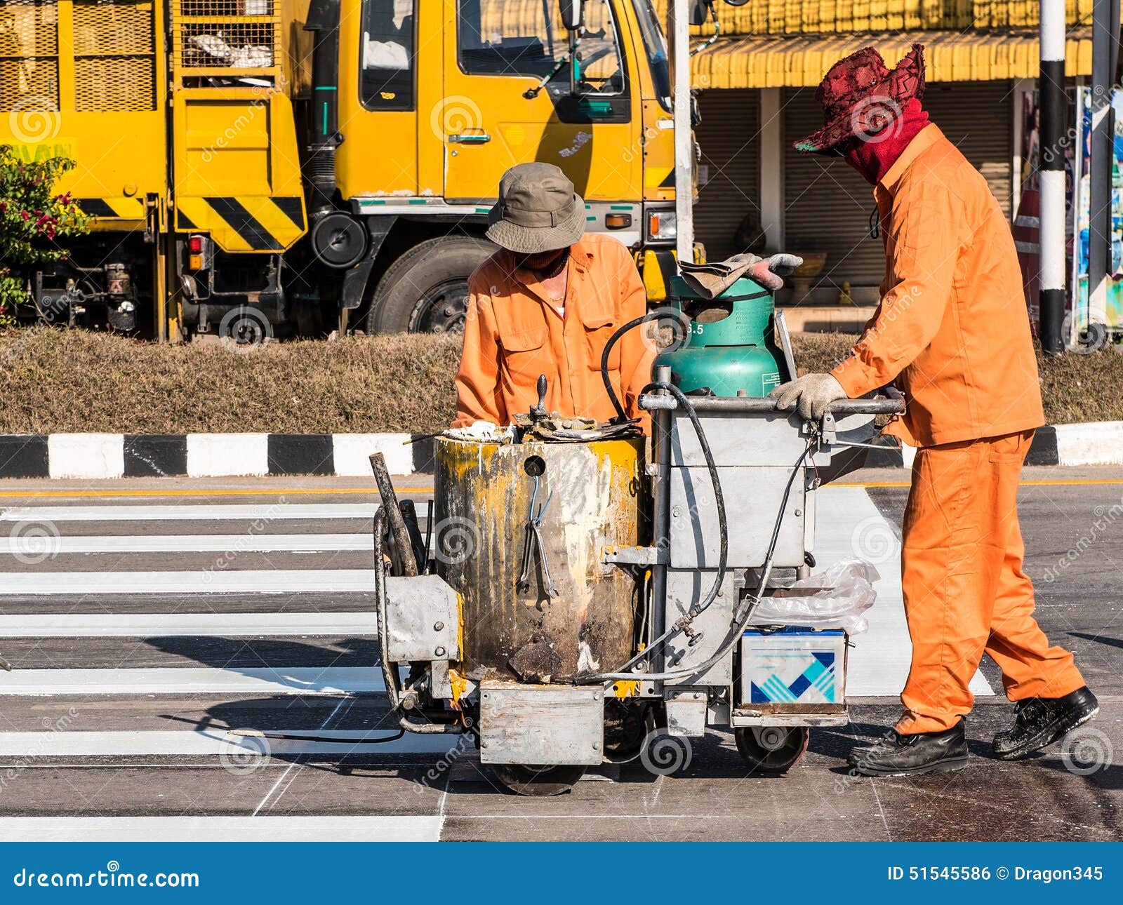Road Marking Workers at Work. Stock Photo Image of petroleum, fast 51545586