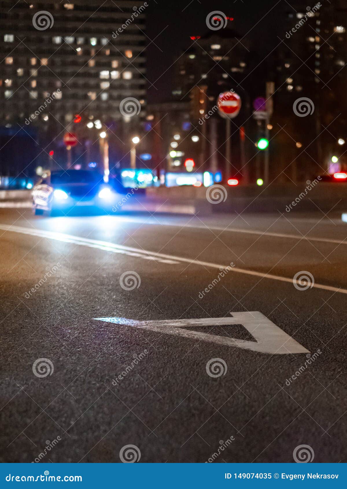 Road Markings in the Light of Car Headlights Stock Image Image of
