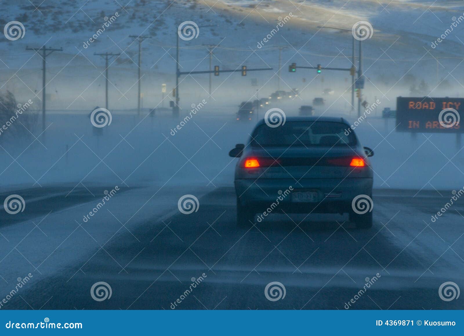 Road May Be Icy in Areas stock image. Image of vehicle 4369871