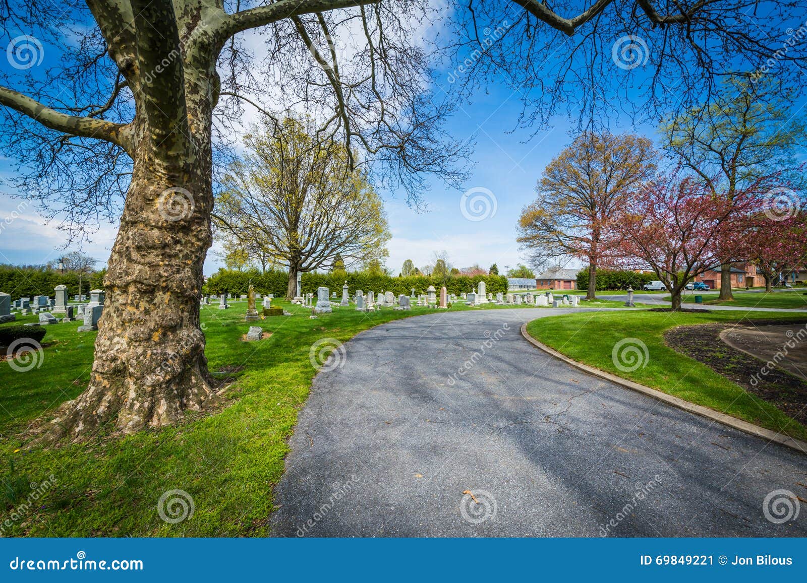 road at mount olivet cemetery in frederick, maryland.