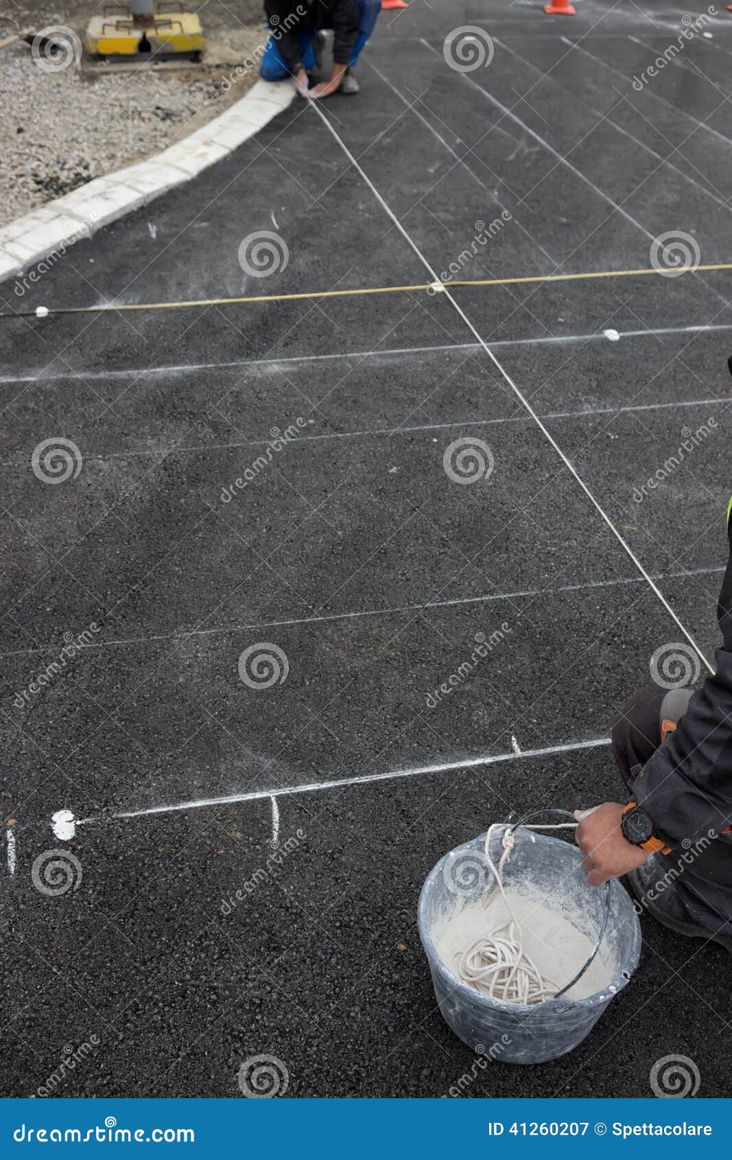 Road Paint Workers with Chalk Line Stock Image - Image of tool, visible:  41260207