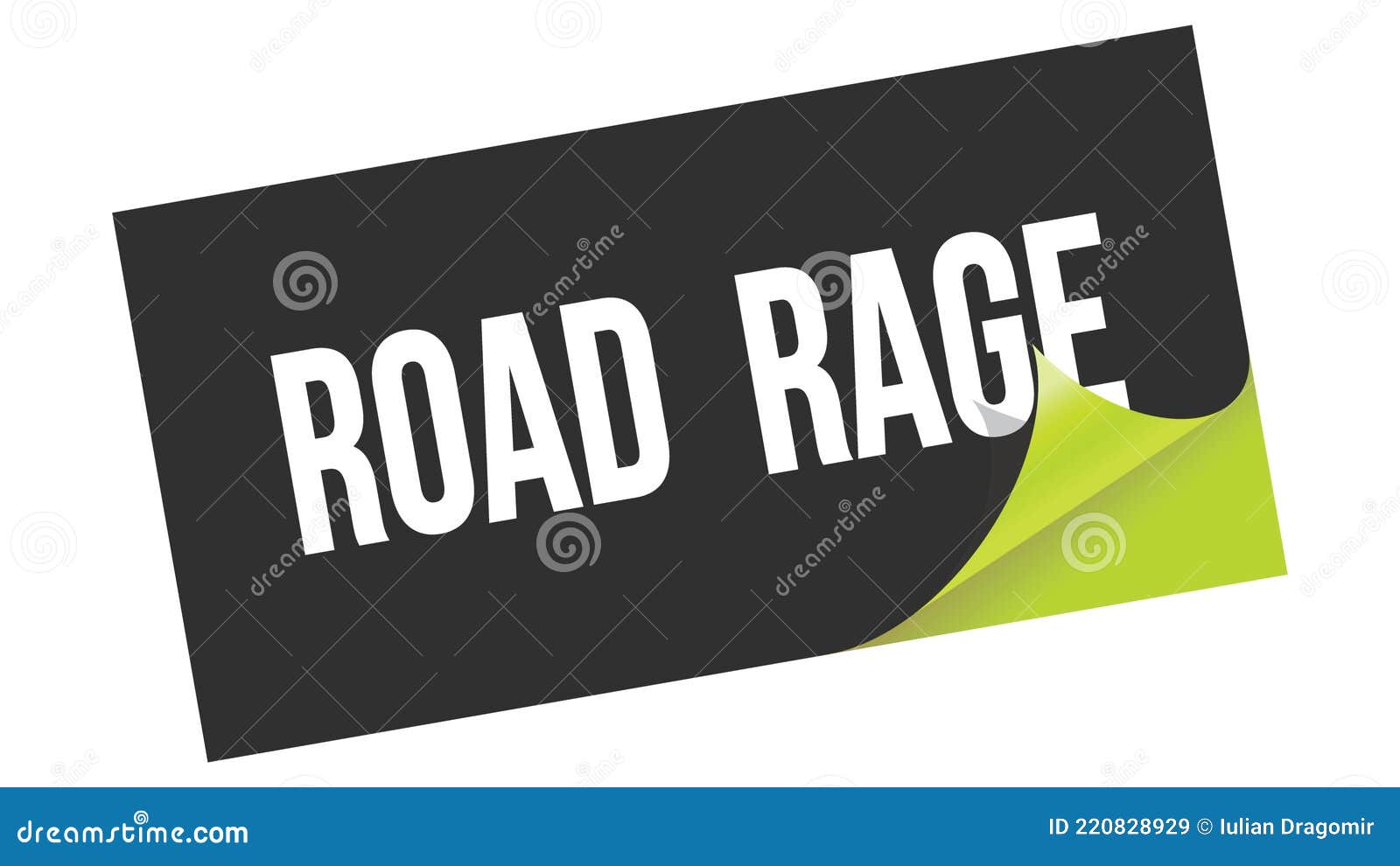 ROAD RAGE Text on Black Green Sticker Stamp Stock Illustration