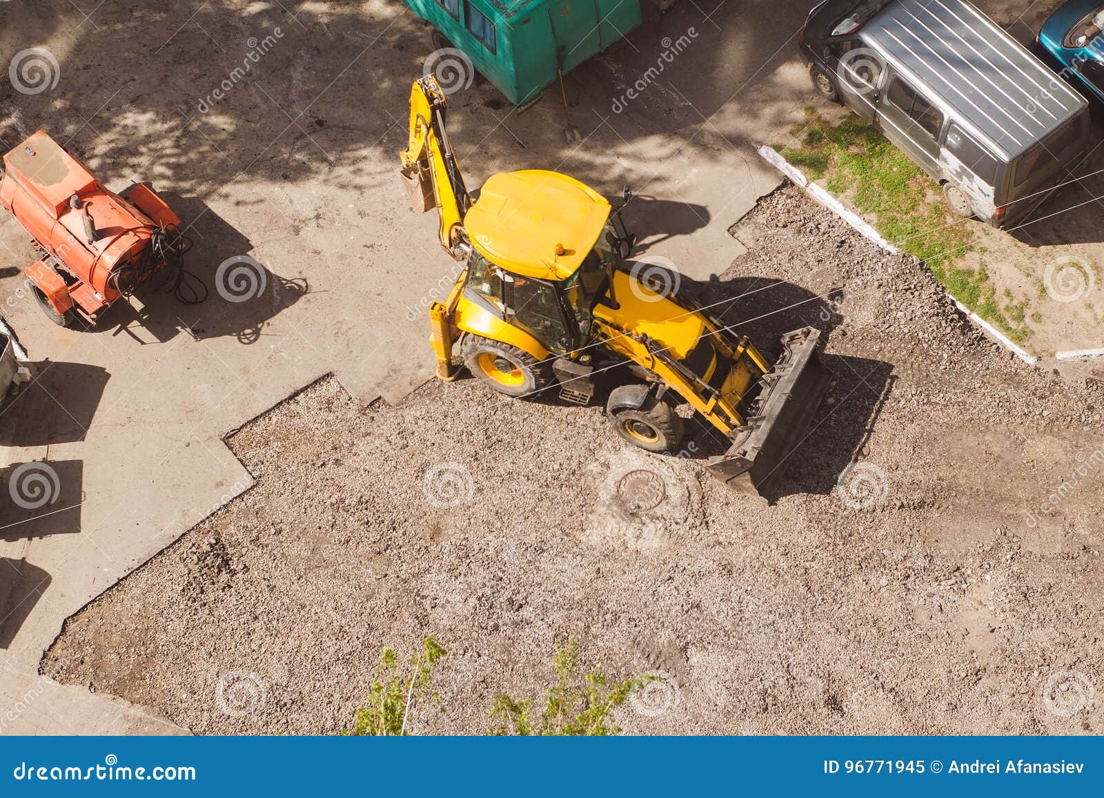 Road Repair, Tractor Removes Old Asphalt Stock Image Image of