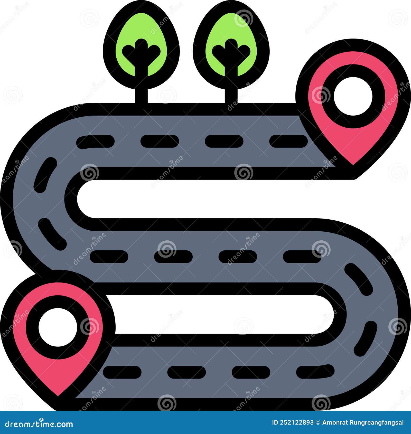 Road Route Icon, Location Map and Navigation Vector Stock Vector