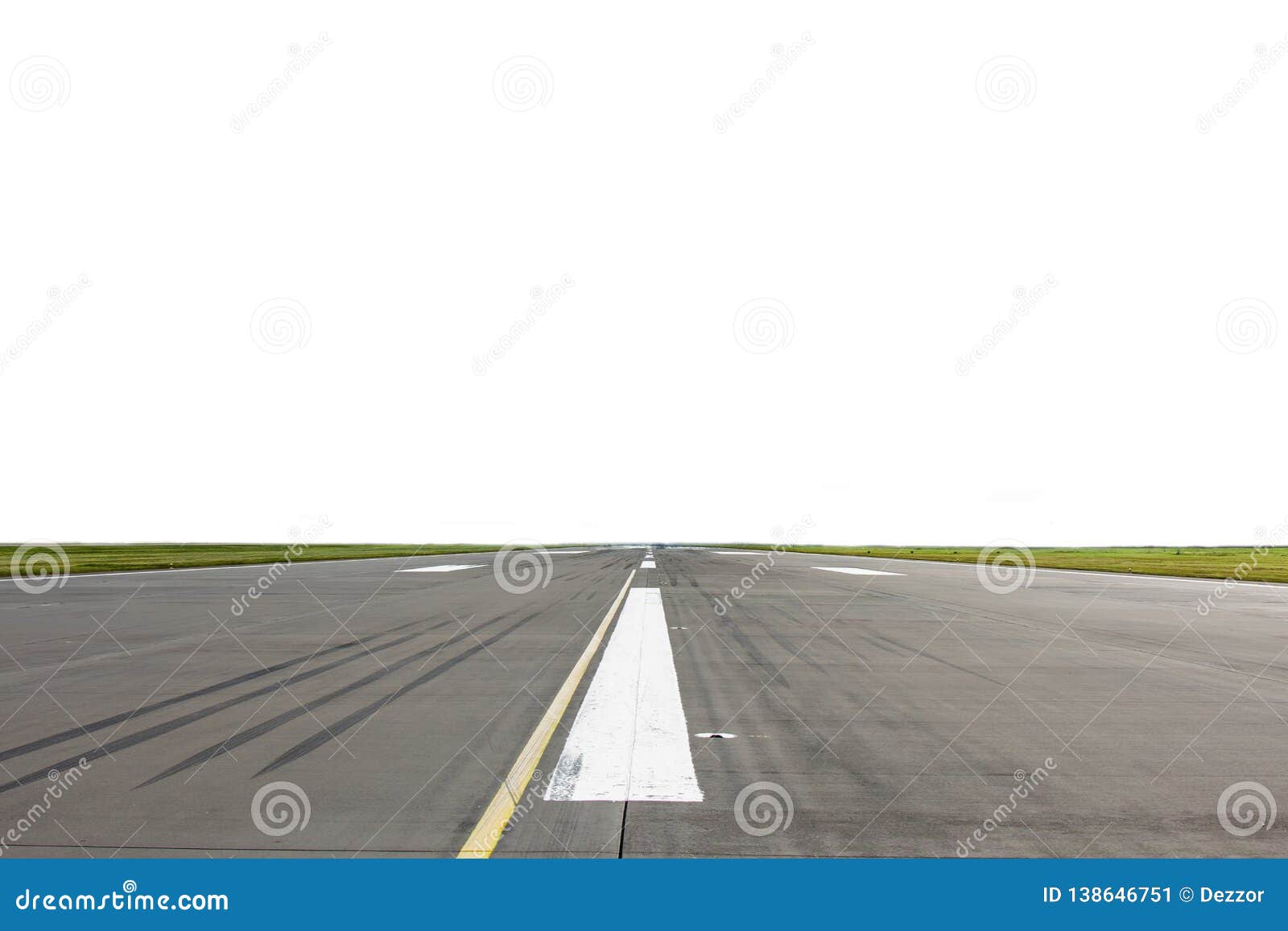 Road Runway with Markings on Asphalt Covering the Surface. White Background  for Replacement and Editing Stock Image - Image of landing, highway:  138646751