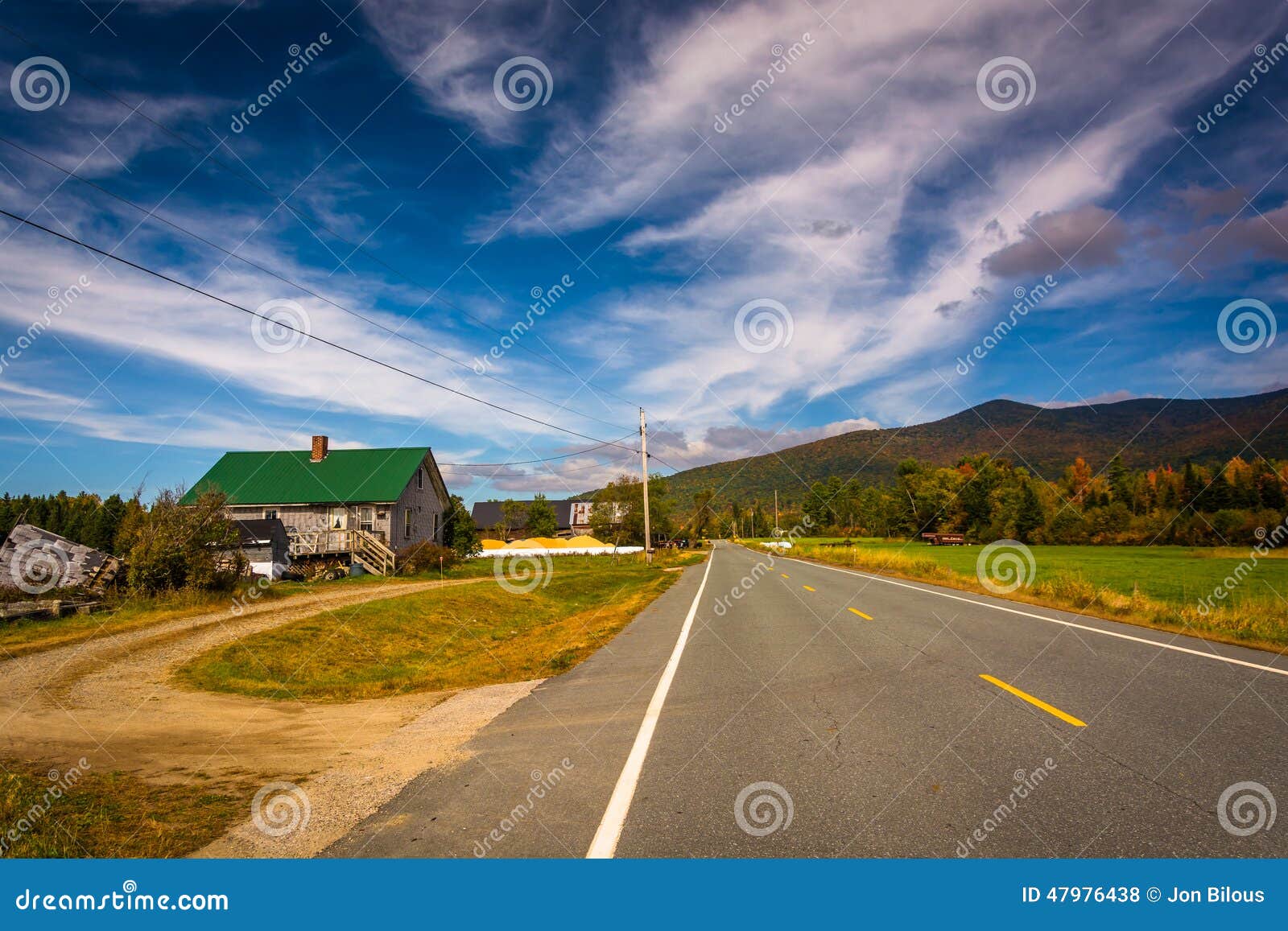 Road in Rural Jefferson, New Hampshire. Stock Photo Image of