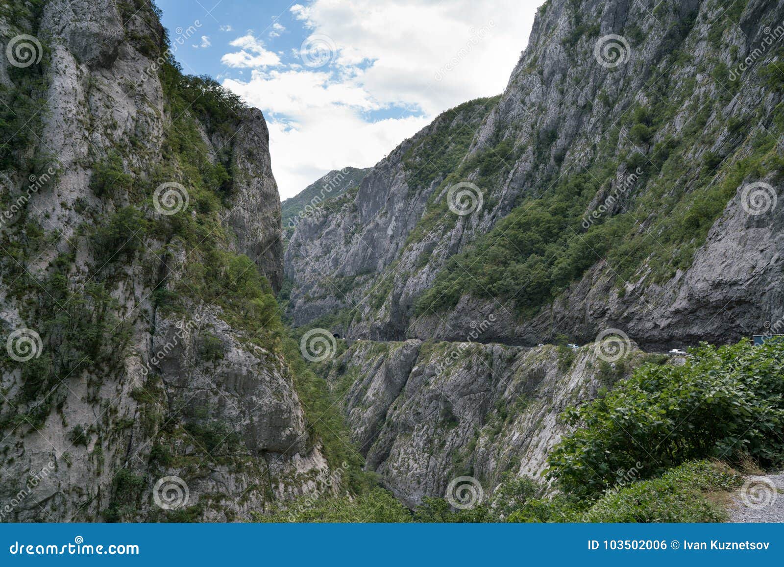 road section in the canyon of the river moraca