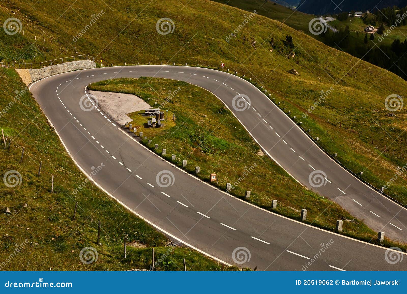 Road serpentine. stock photo. Image of green, grass, pine 20519062