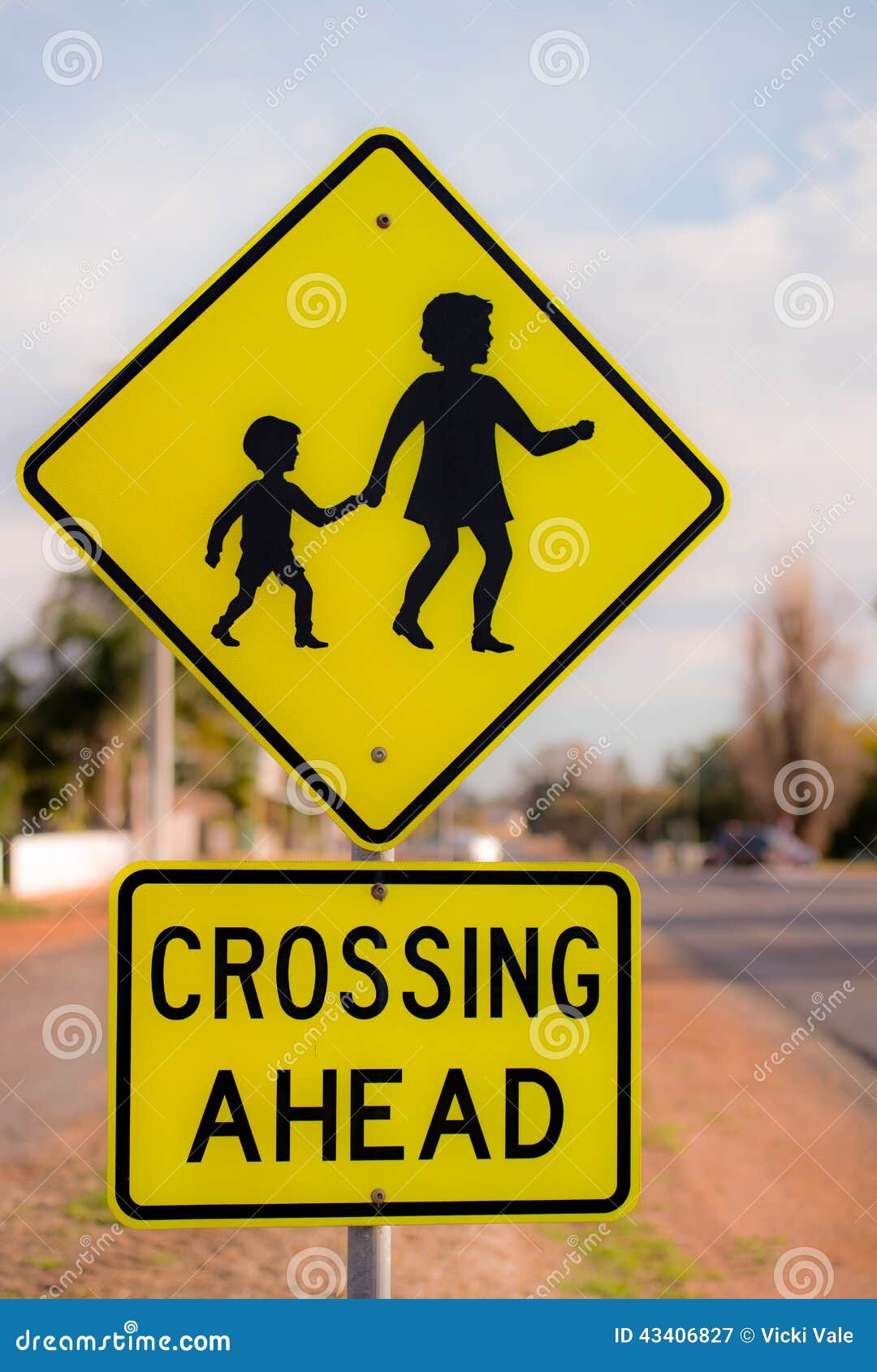 Warning Children Crossing - Australian Road Sign. Warning Children