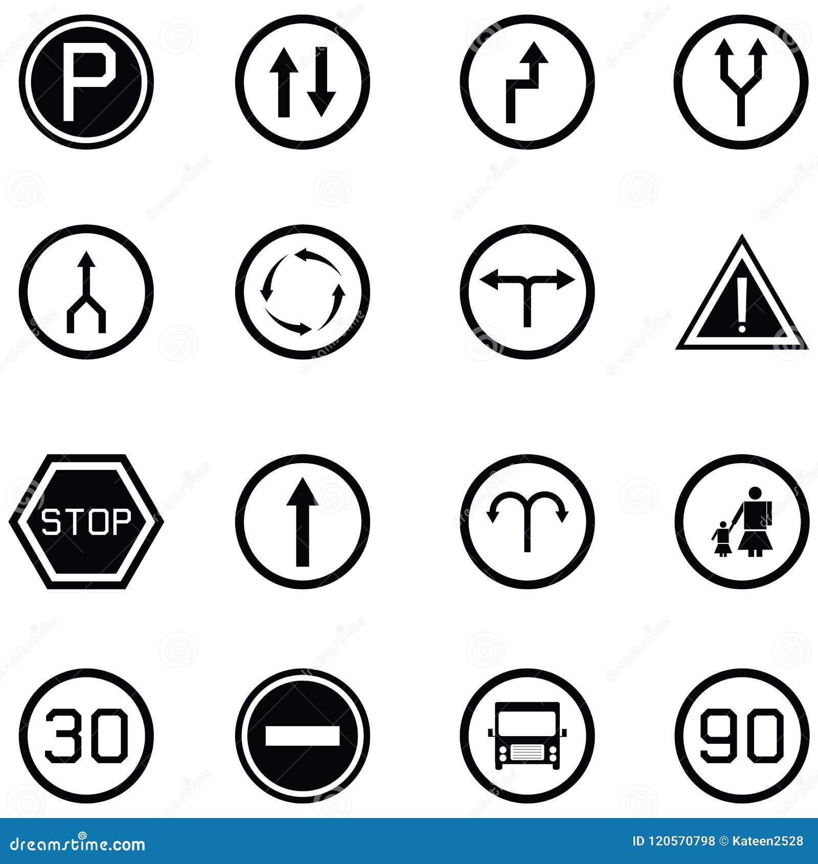 Road sign icon set stock vector. Illustration of danger 120570798