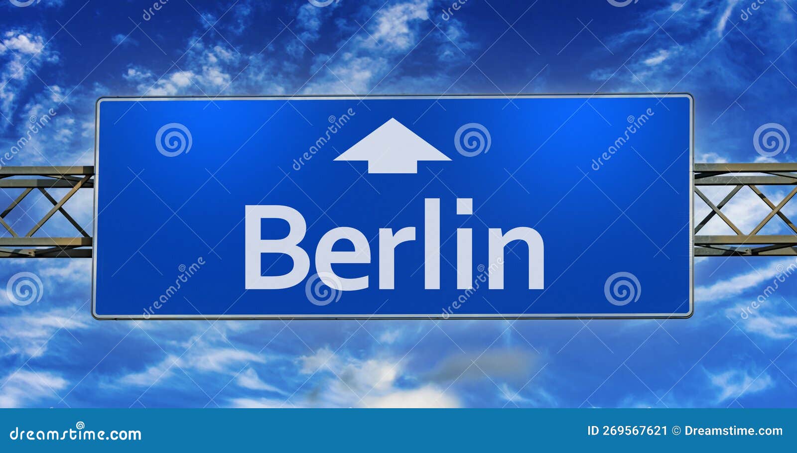 Road Sign Indicating Direction To the City of Berlin Stock Image