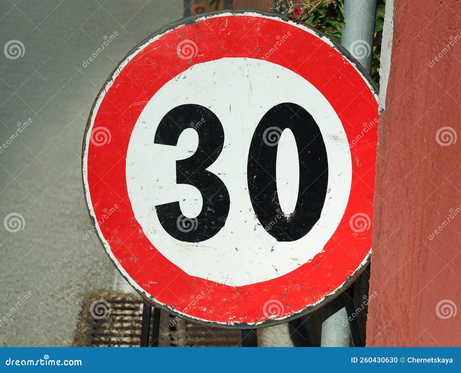 Road Sign MAXIMUM SPEED 30 Outdoors on Sunny Day Stock Photo Image of