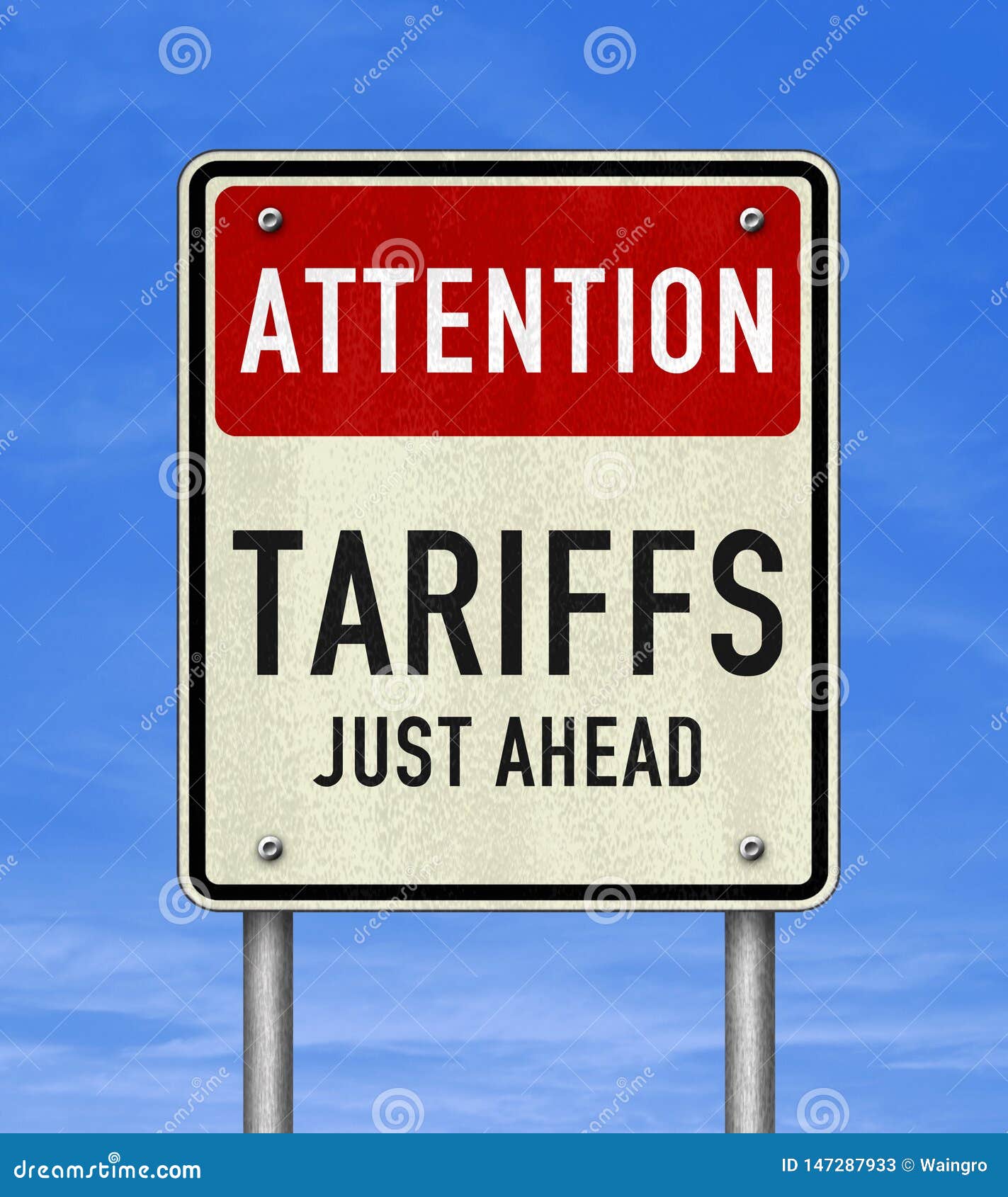 road sign message - tariffs just ahead