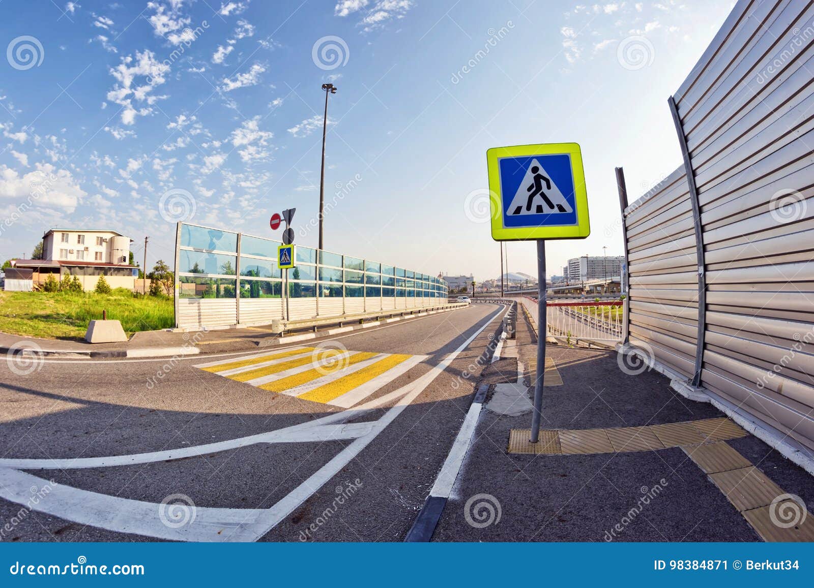 Road Sign Pedestrian Crossing and Markings on the Road Stock Image ...