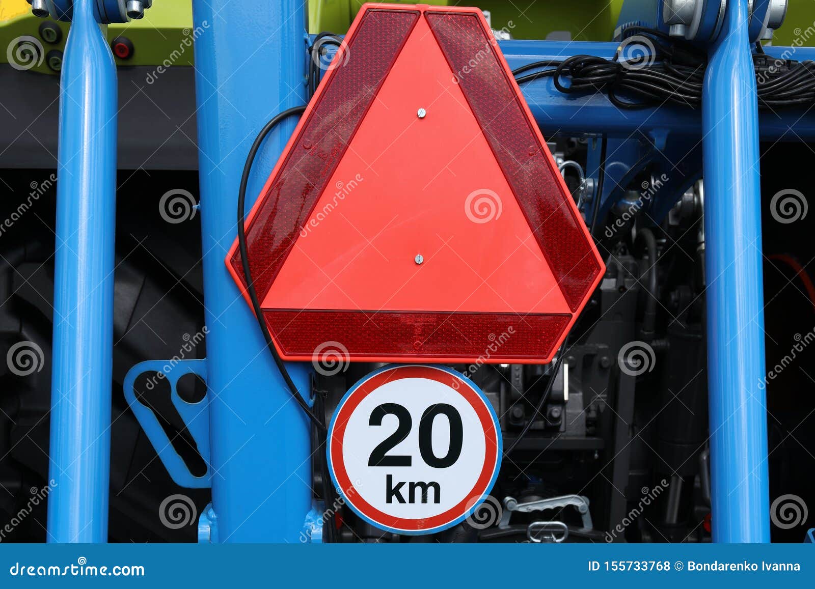 Road Sign On A Plow Trailer Speed Limit To Km Per Hour Stock Photo Image Of Arable Limit