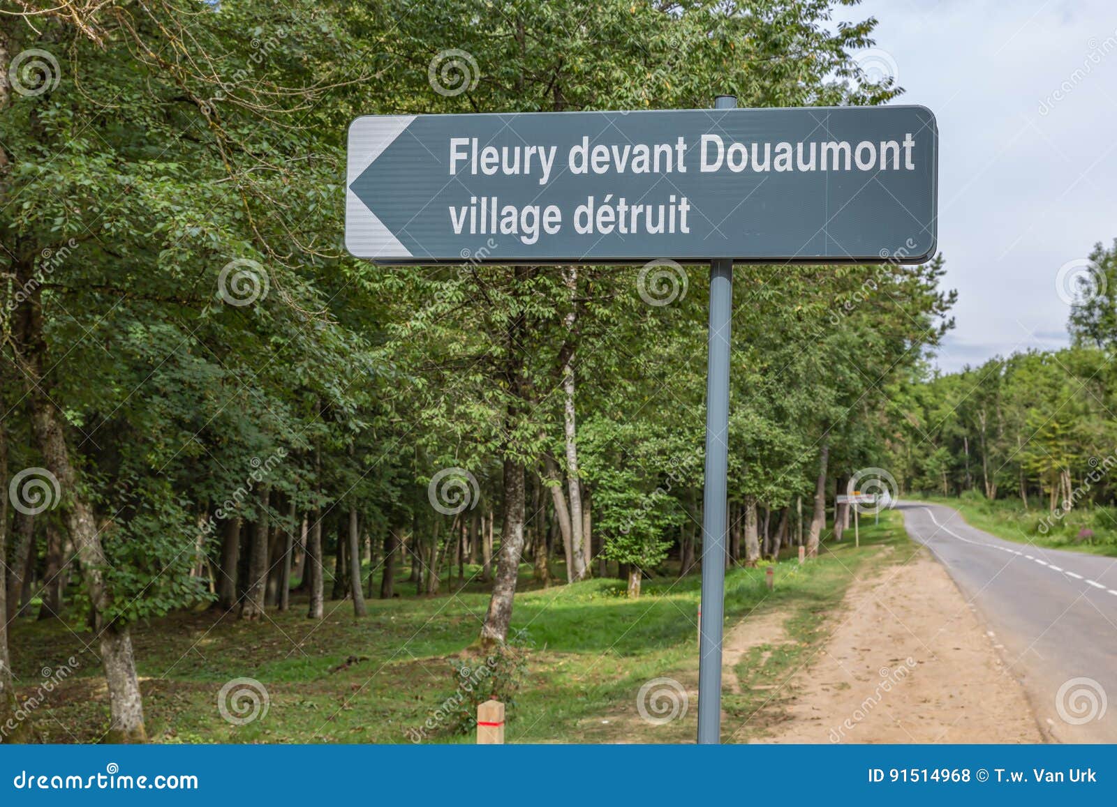 Road Sign To Fleury, a Destroyed French Village during WW1 Stock Photo ...