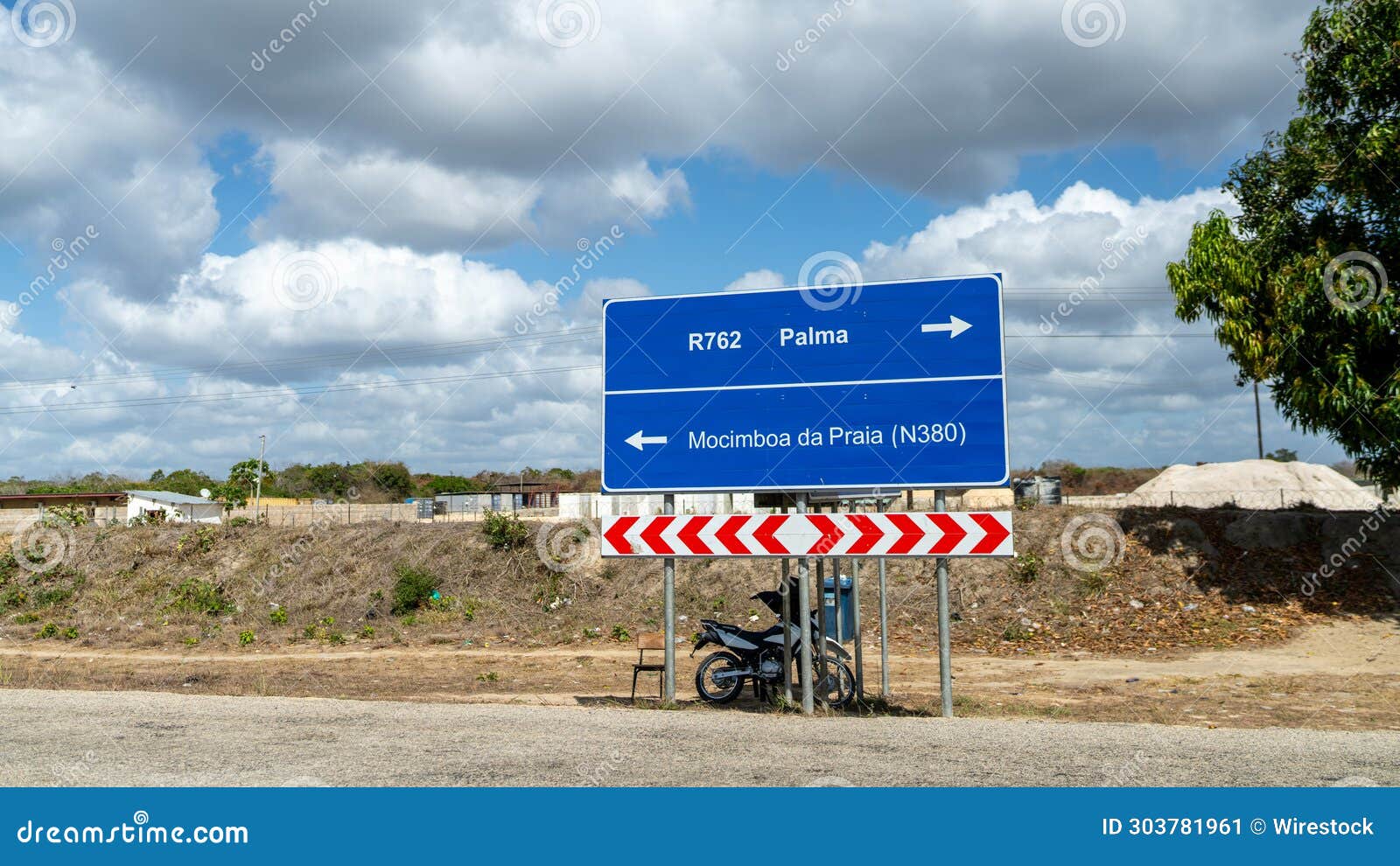 road sign in the towns of mocimboa da praia and palma in the cabo delgado province of mozambique