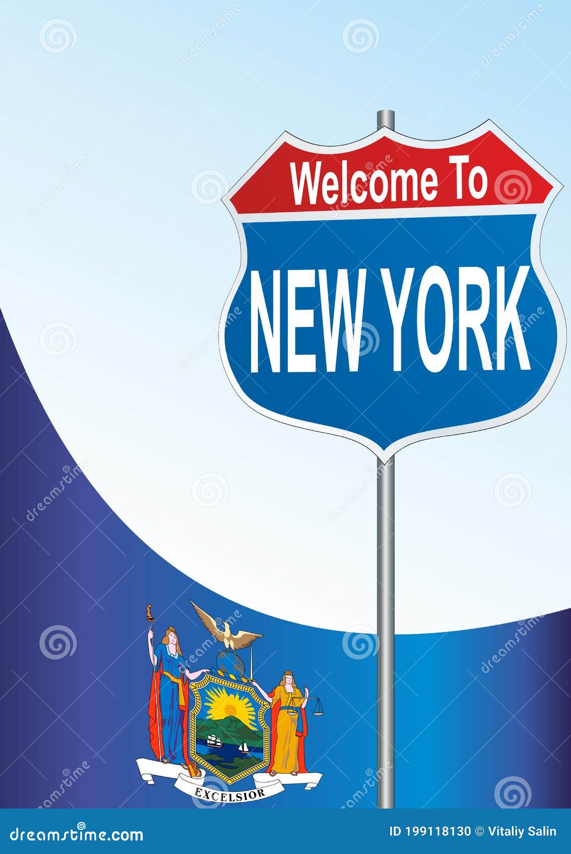 Road Sign Welcome To the New York Stock Vector - Illustration of road ...