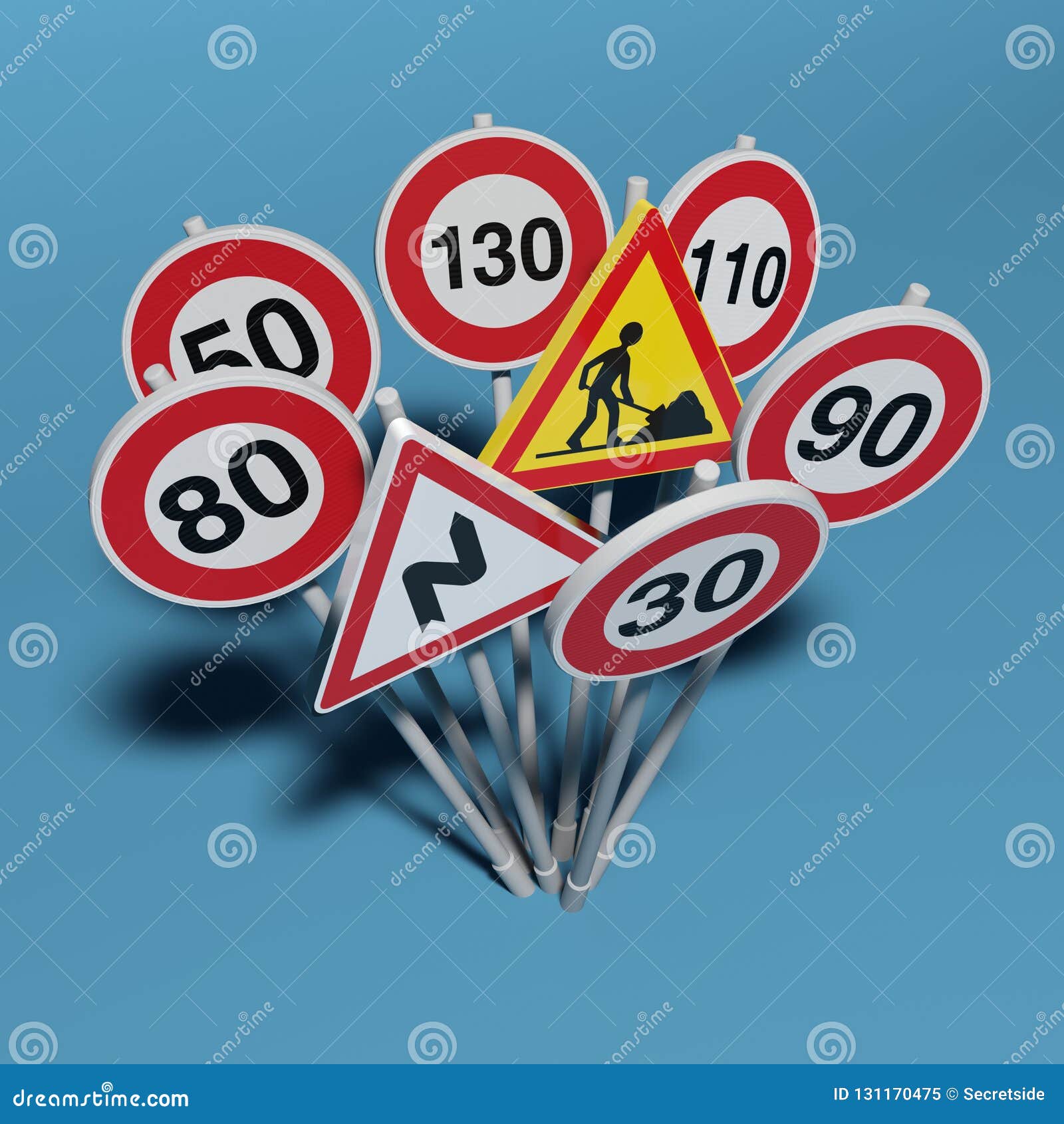Blue Background Road Signs