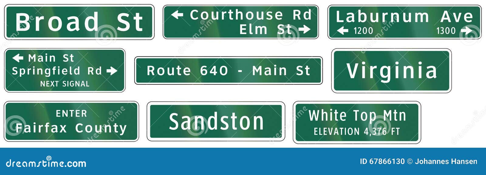 Road Signs Used in the US State of Virginia Stock Illustration