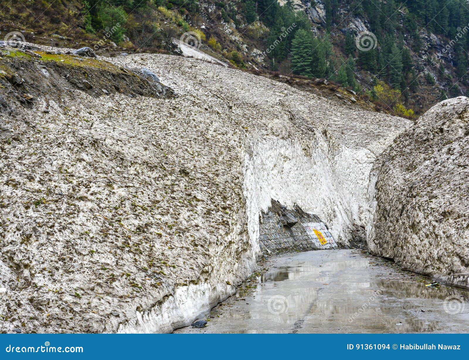 road though white rocks in naran kaghan valley, pakistan