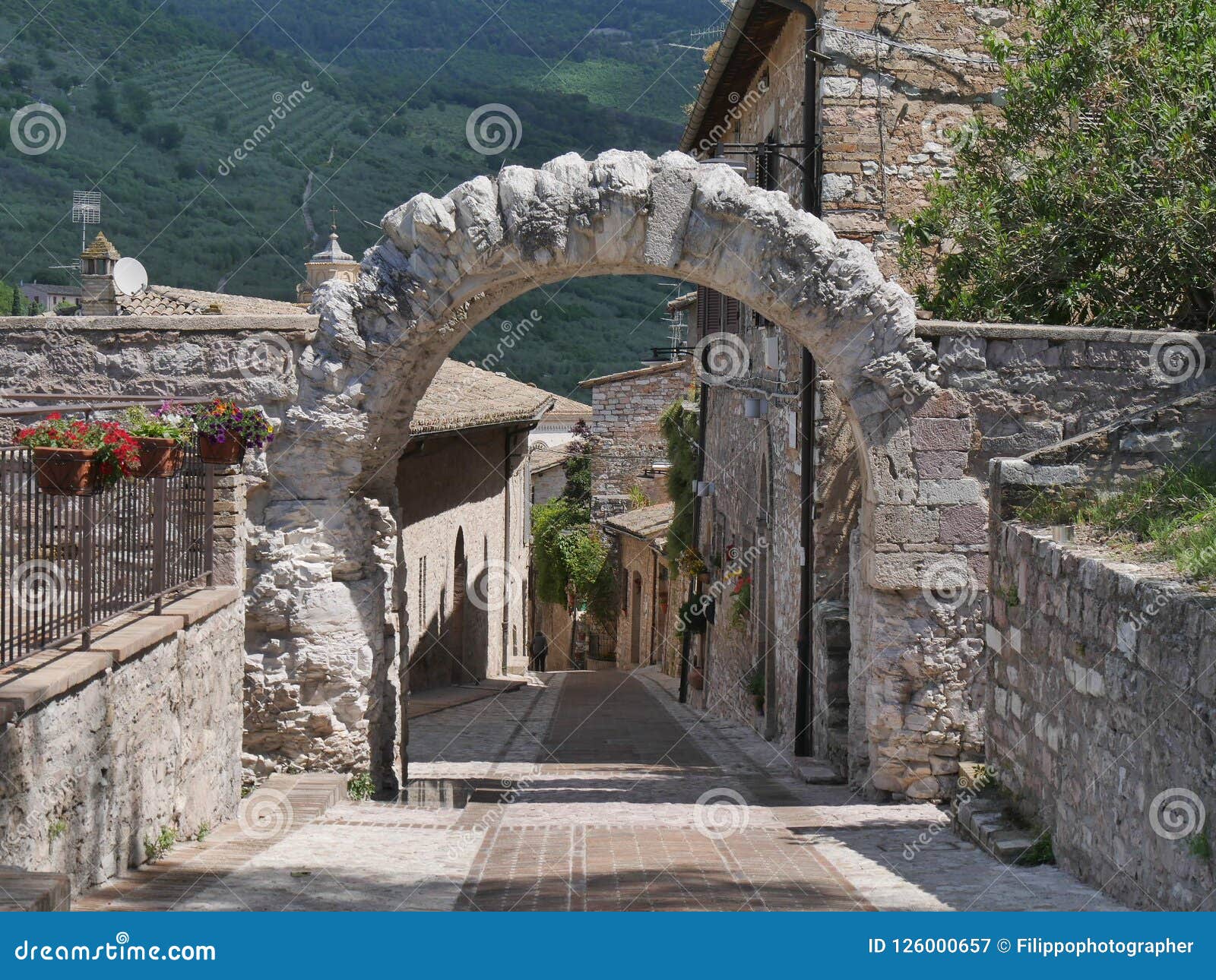 spello - roman arch st. and belvedere