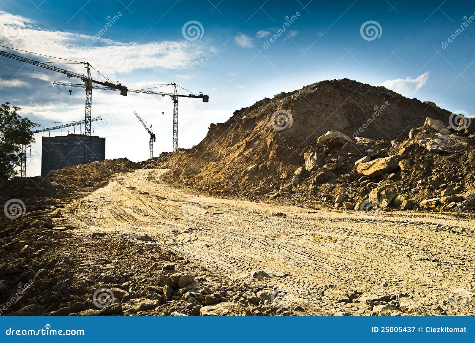 construction cranes at site