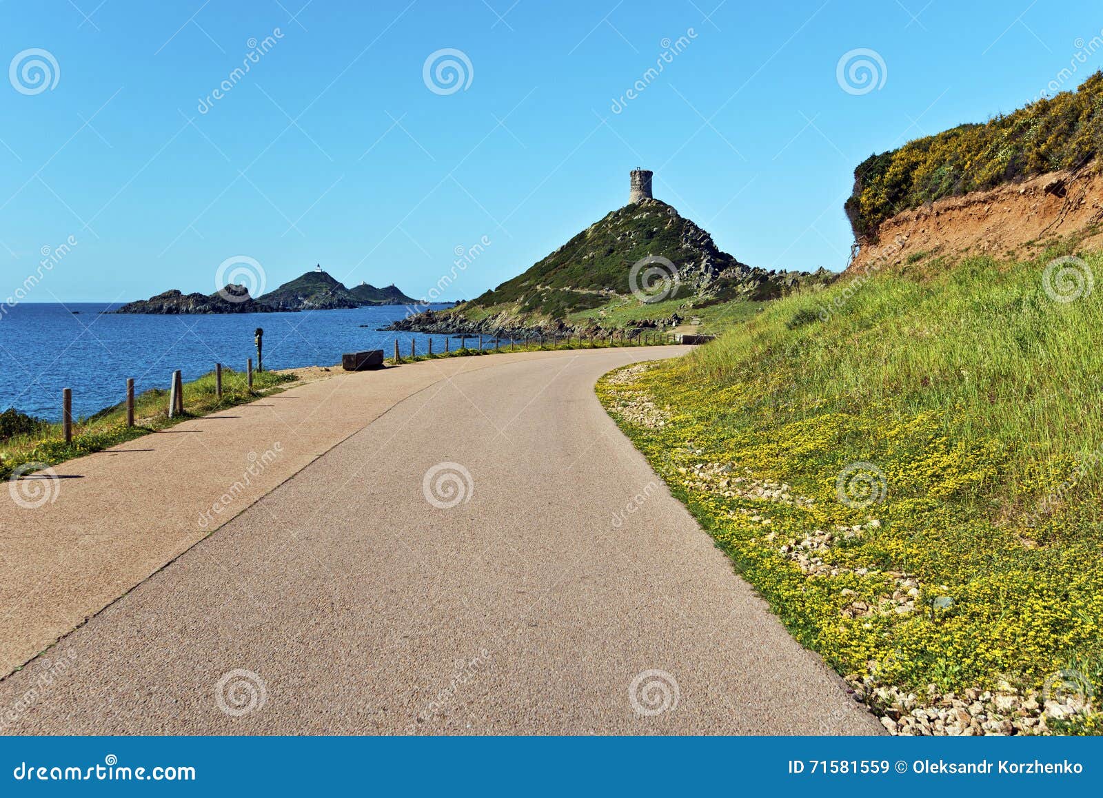 road to pointe of parata and its genoese tower