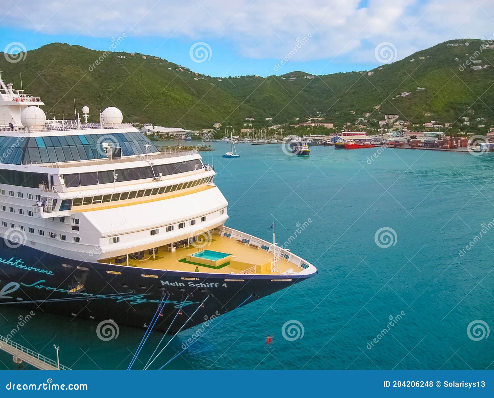 Road Town Tortola British Virgin Islands February 06 2013 Cruise Ship Mein Schiff 1 Docked In Port Editorial Stock Photo Image Of Holiday Harbour 204206248