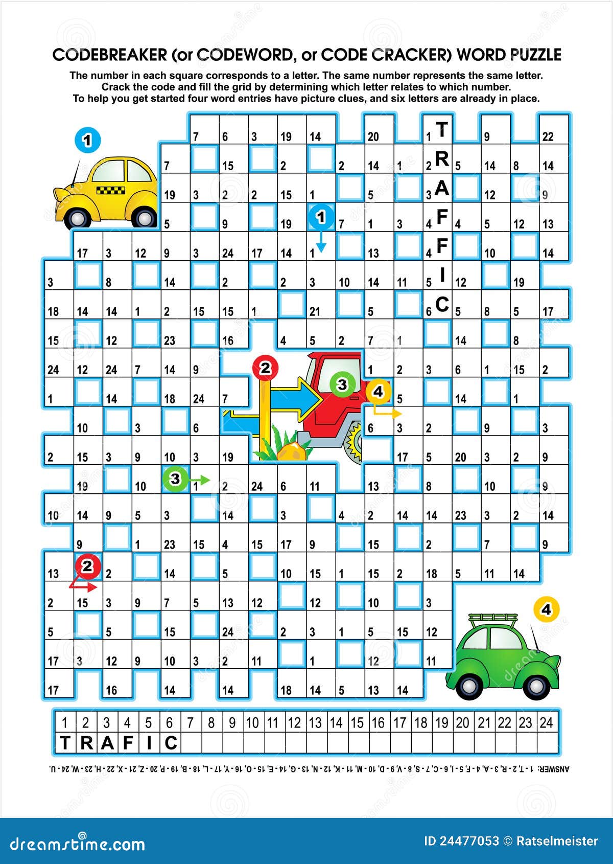 Road Traffic Codebreaker Word Puzzle Stock Vector Illustration of riddle, numbers 24477053