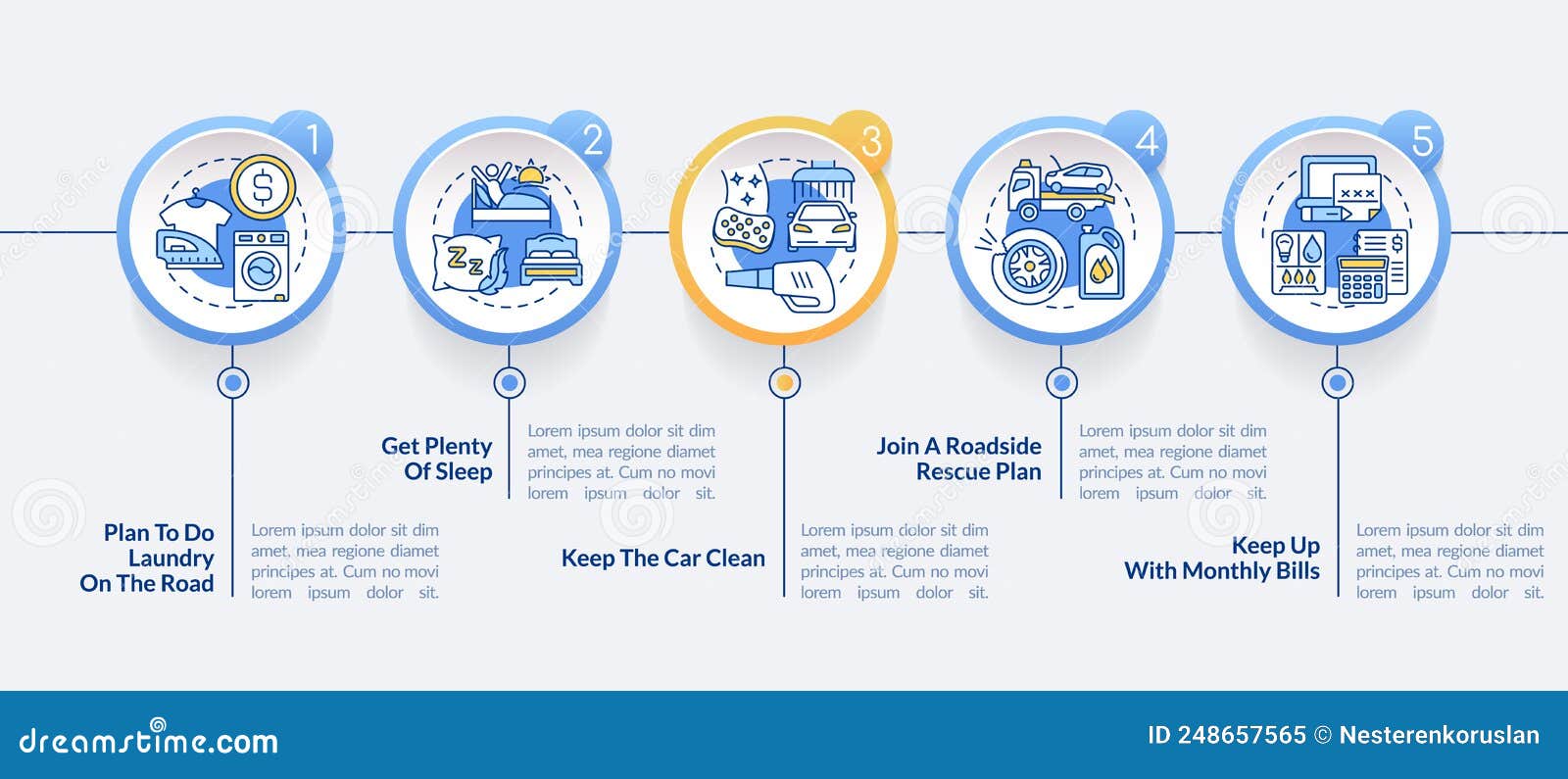 Road Trip Circle Infographic Template Stock Vector