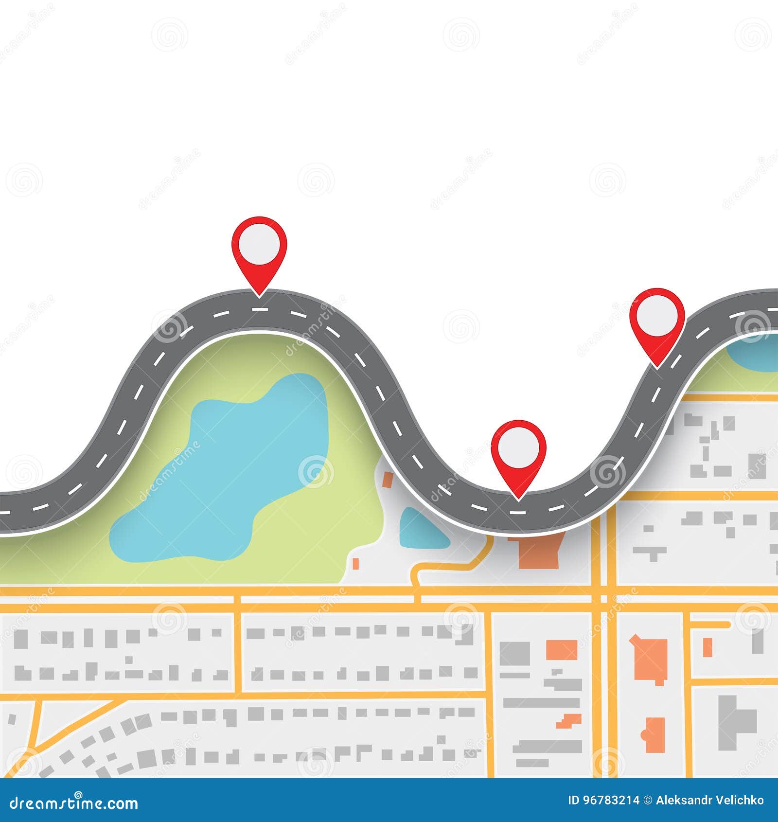 road trip route. winding road on gps navigation abstract map