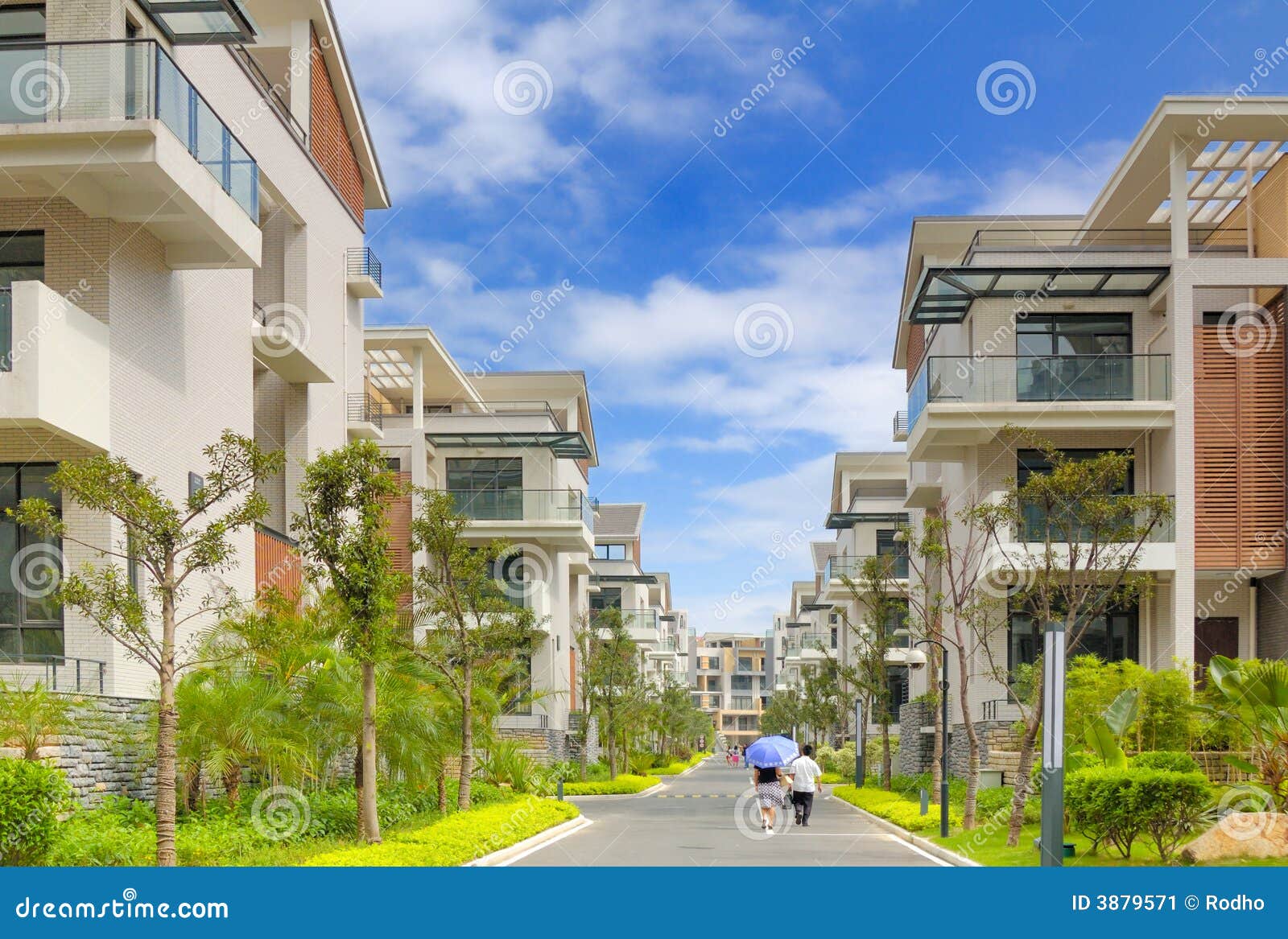 Road and Two Rows of New Terrace Houses Stock Image Image of dwelling